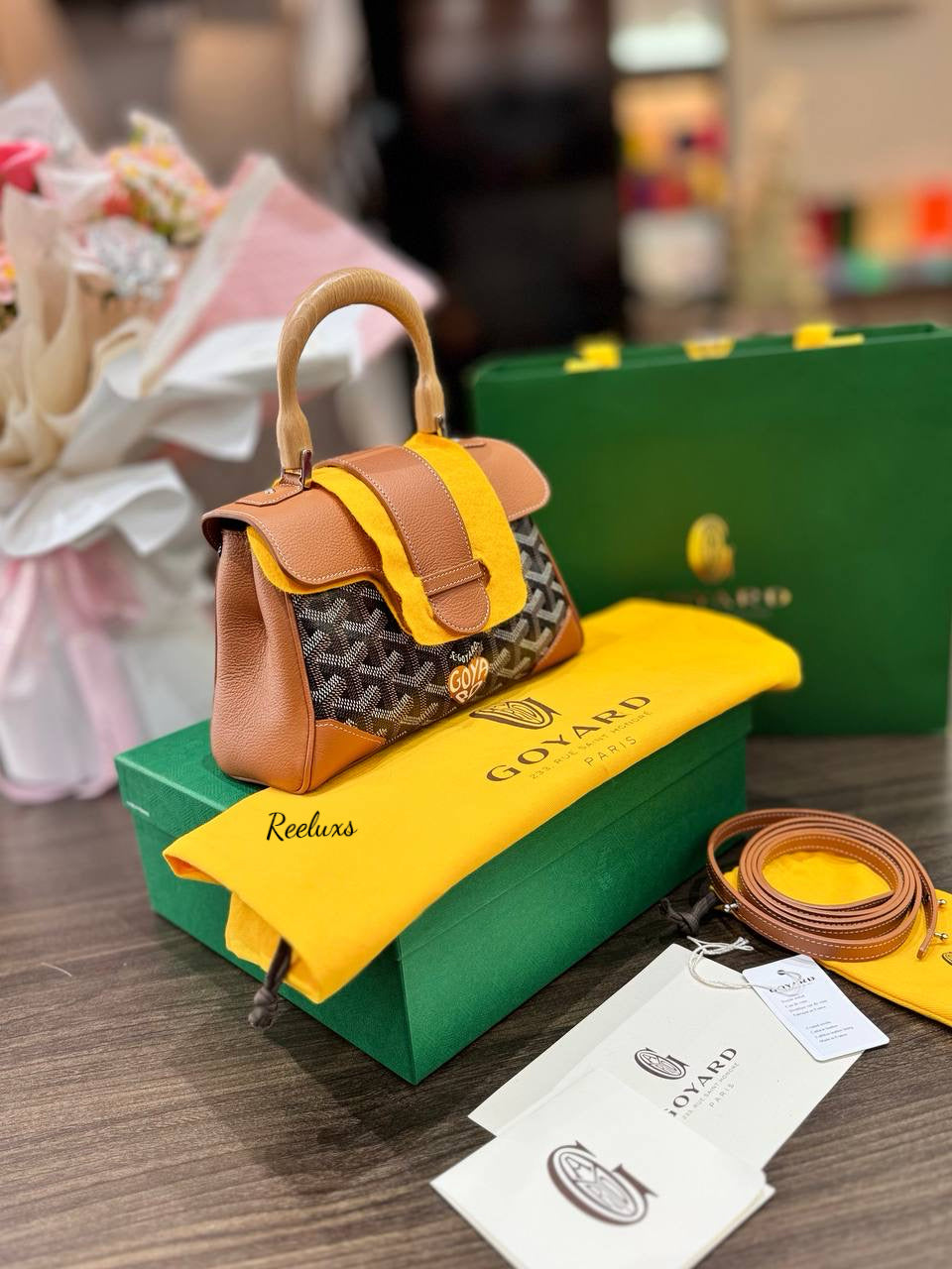 FULL SET 2024 GOYARD SAIGON Mini Wooden Handle Handbag
