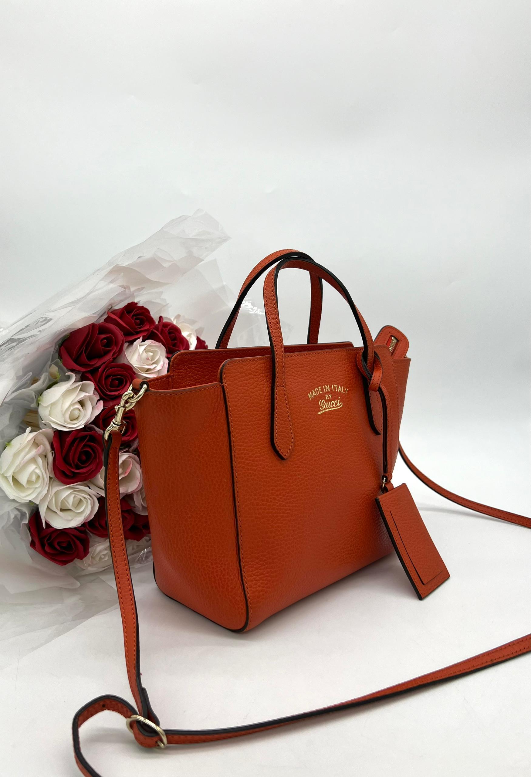 GUCCI Calfskin Orange Swing Tote - Reeluxs 