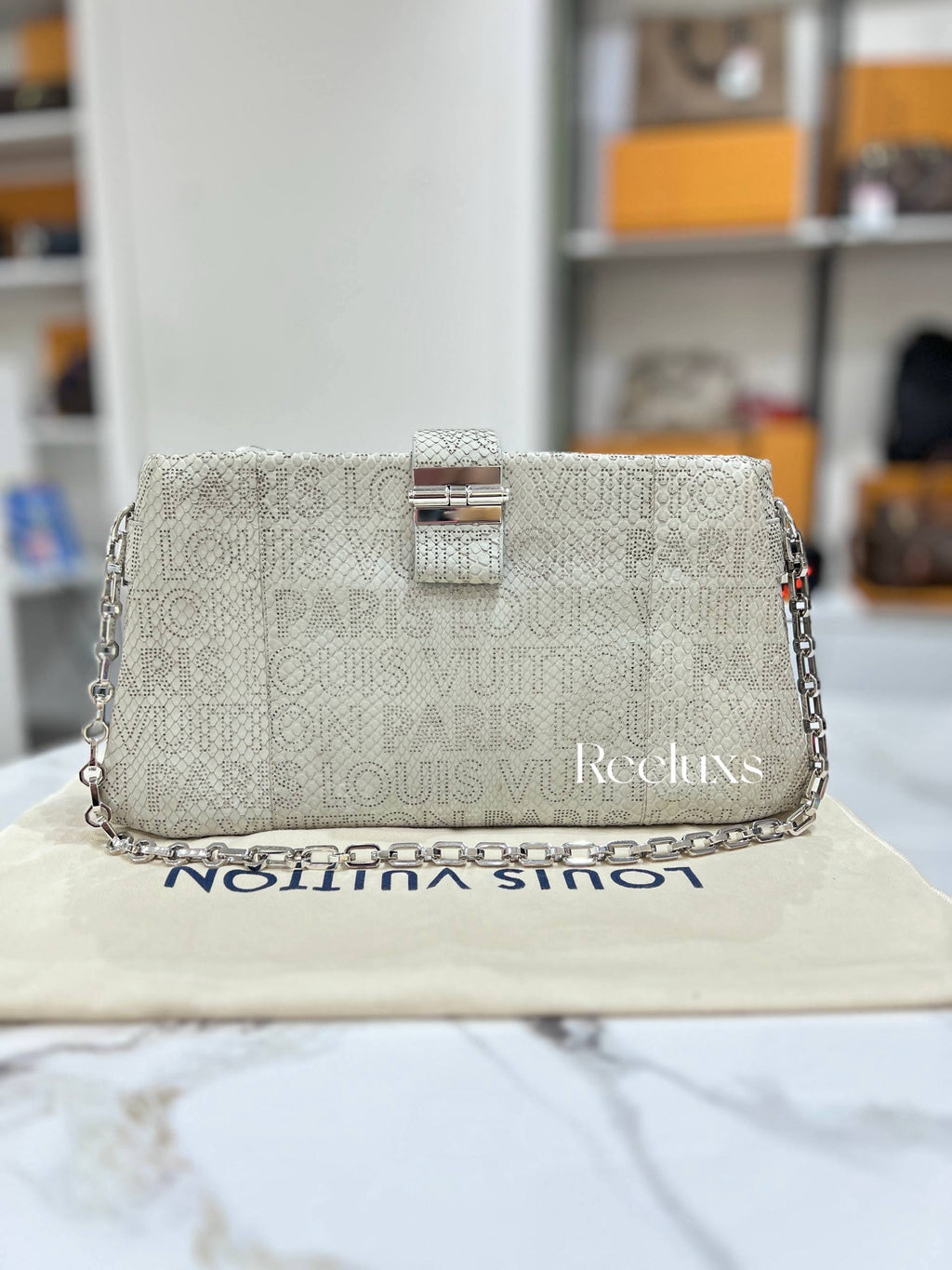 LOUIS VUITTON LV Limited Edition Python Perfore Lutece Shoulder Bag