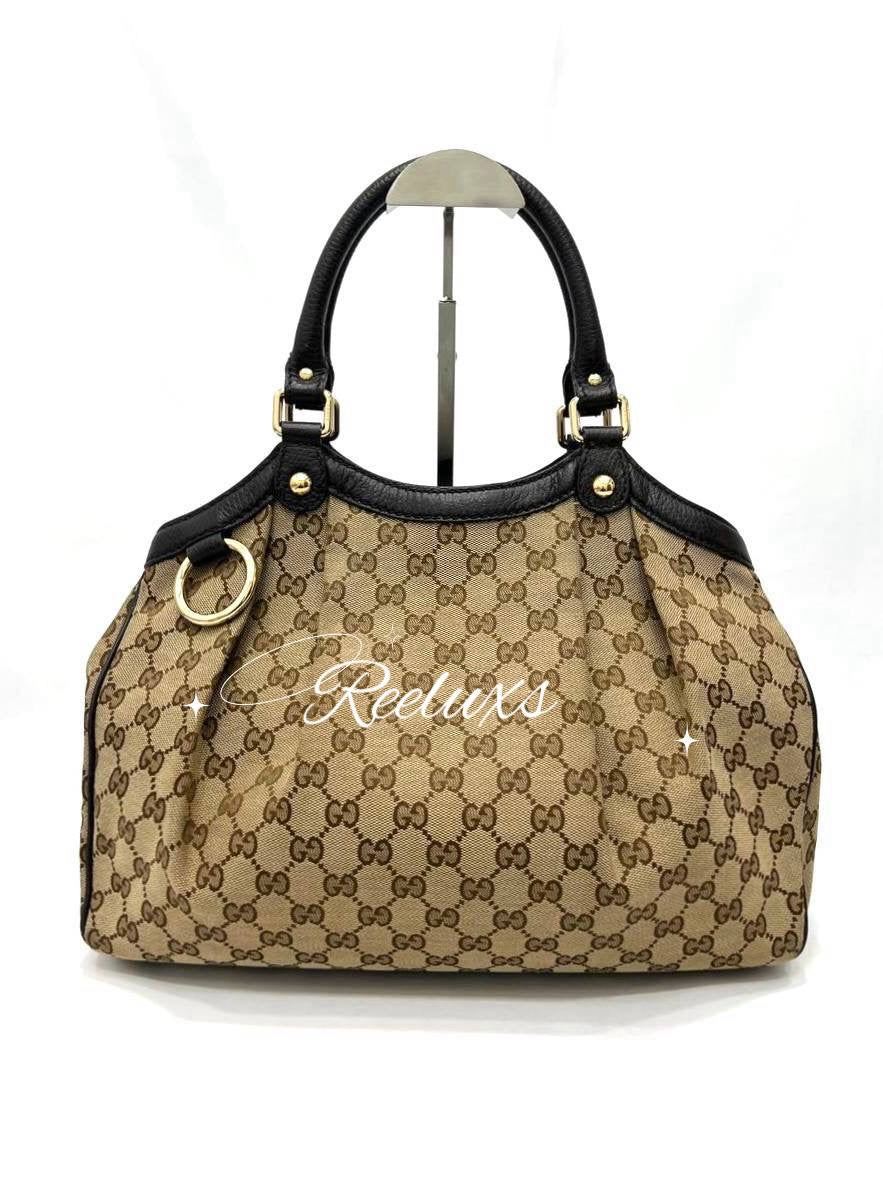 GUCCI Sukey GG Brown Canvas Tote Shoulder Bag