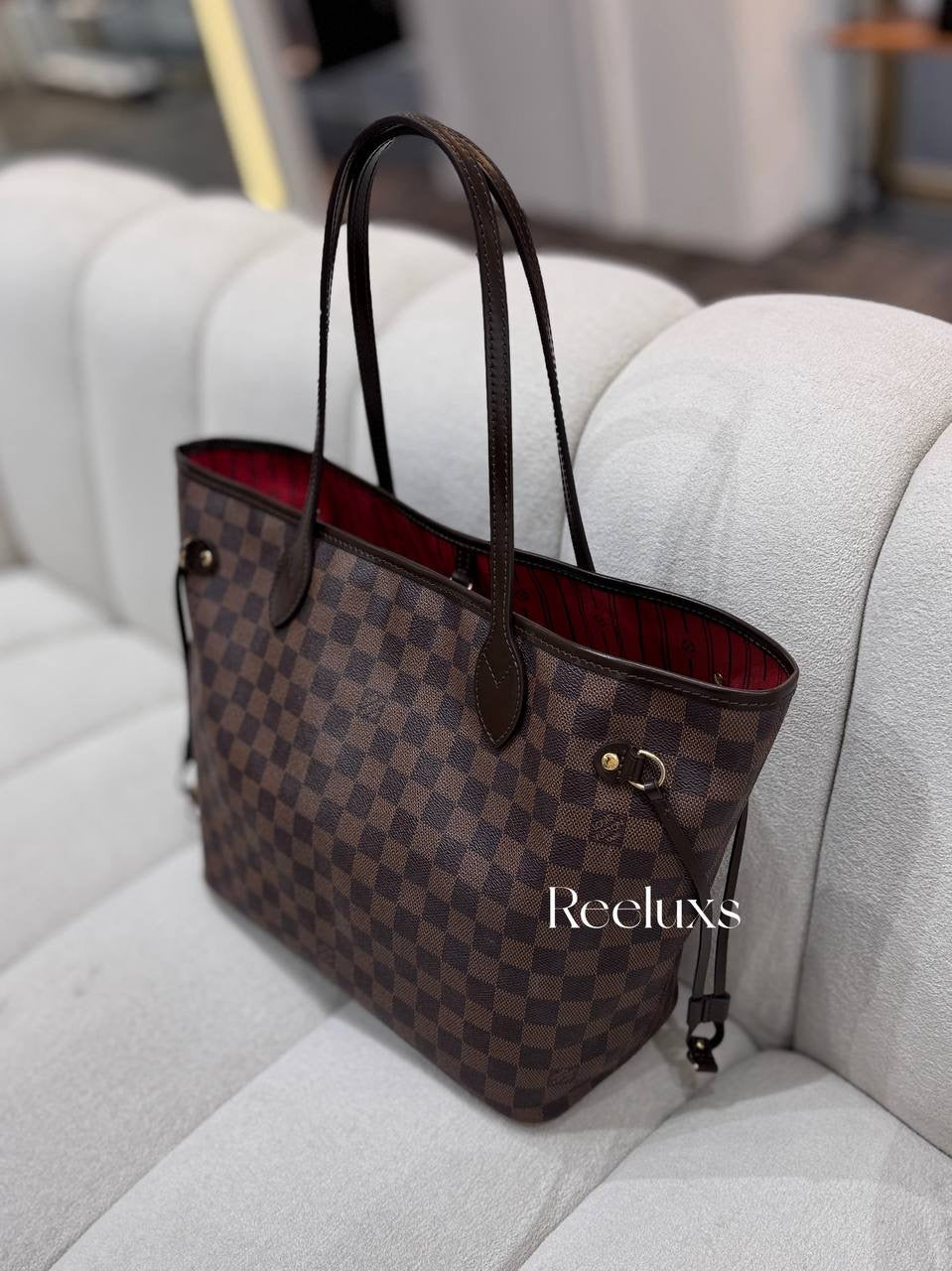 LOUIS VUITTON LV Neverfull MM Tote Bag In Damier Ebene Canvas