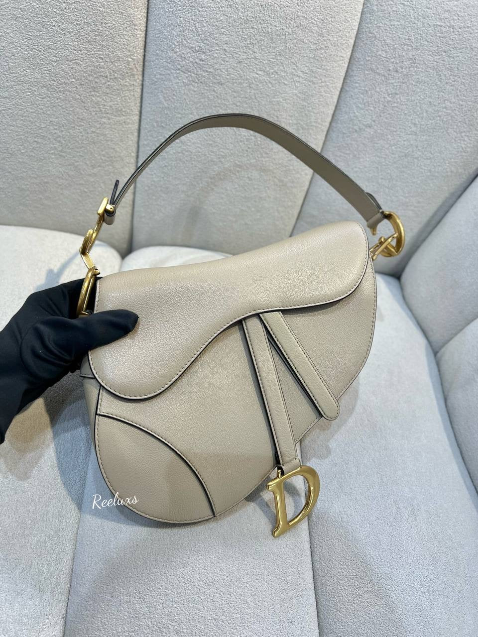 2022 FULLSET CHRISTIAN DIOR Medium Leather Saddle Shoulder Bag