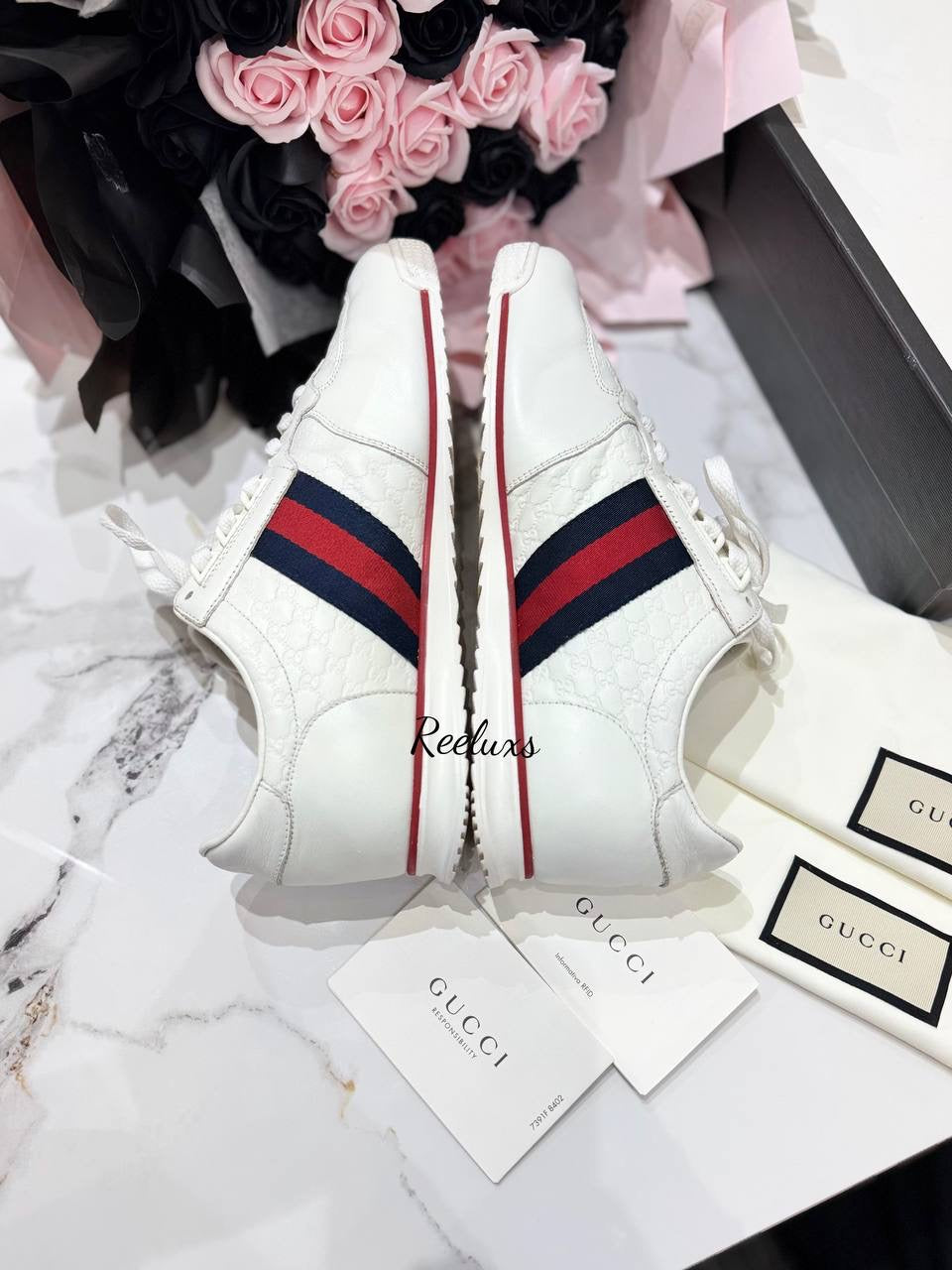 GUCCI Men's Sneaker Leather White Shoes GG