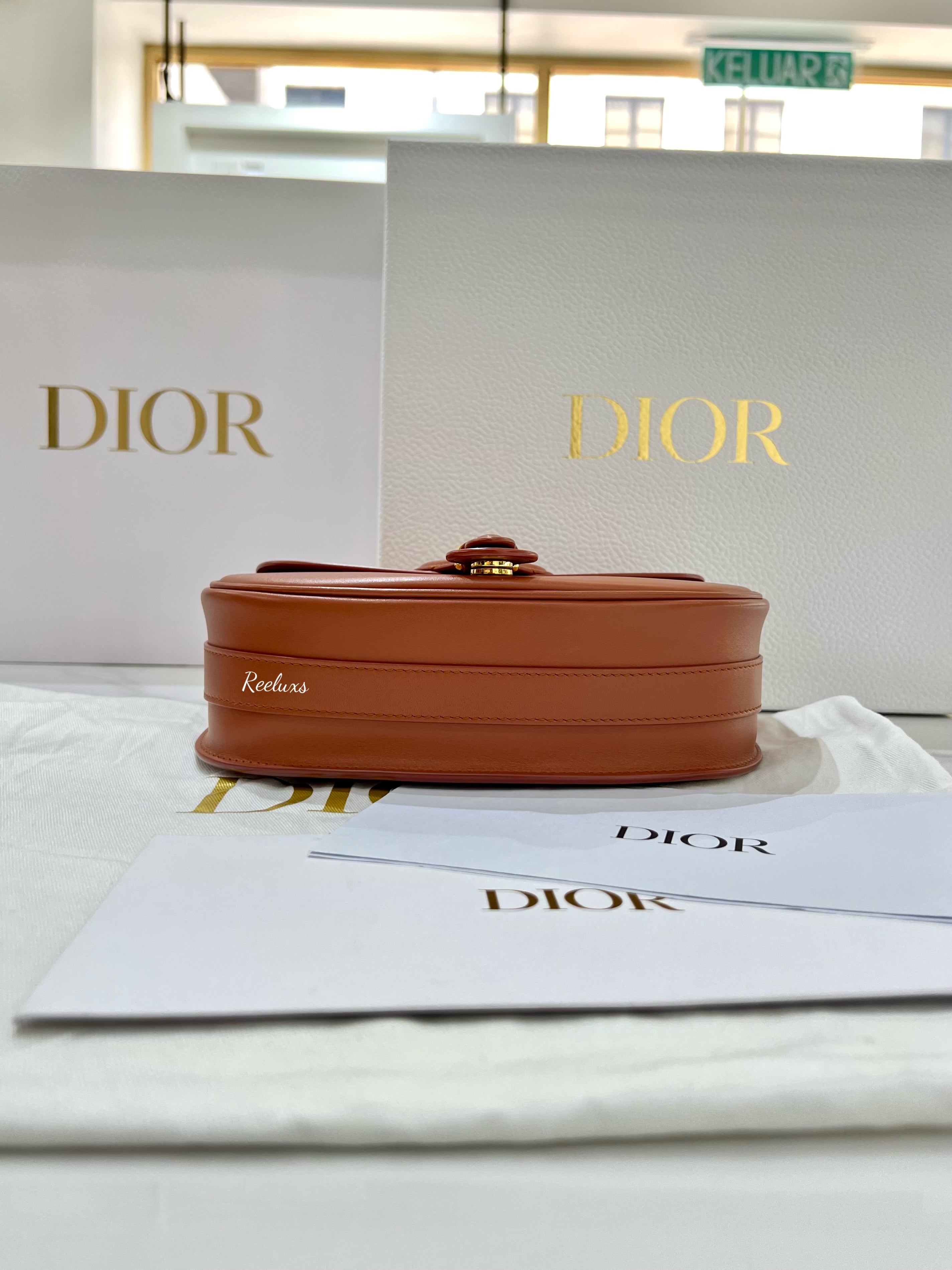2023 FULL SET DIOR Women Medium Dior Bobby Bag Dark Tan Box Calfskin