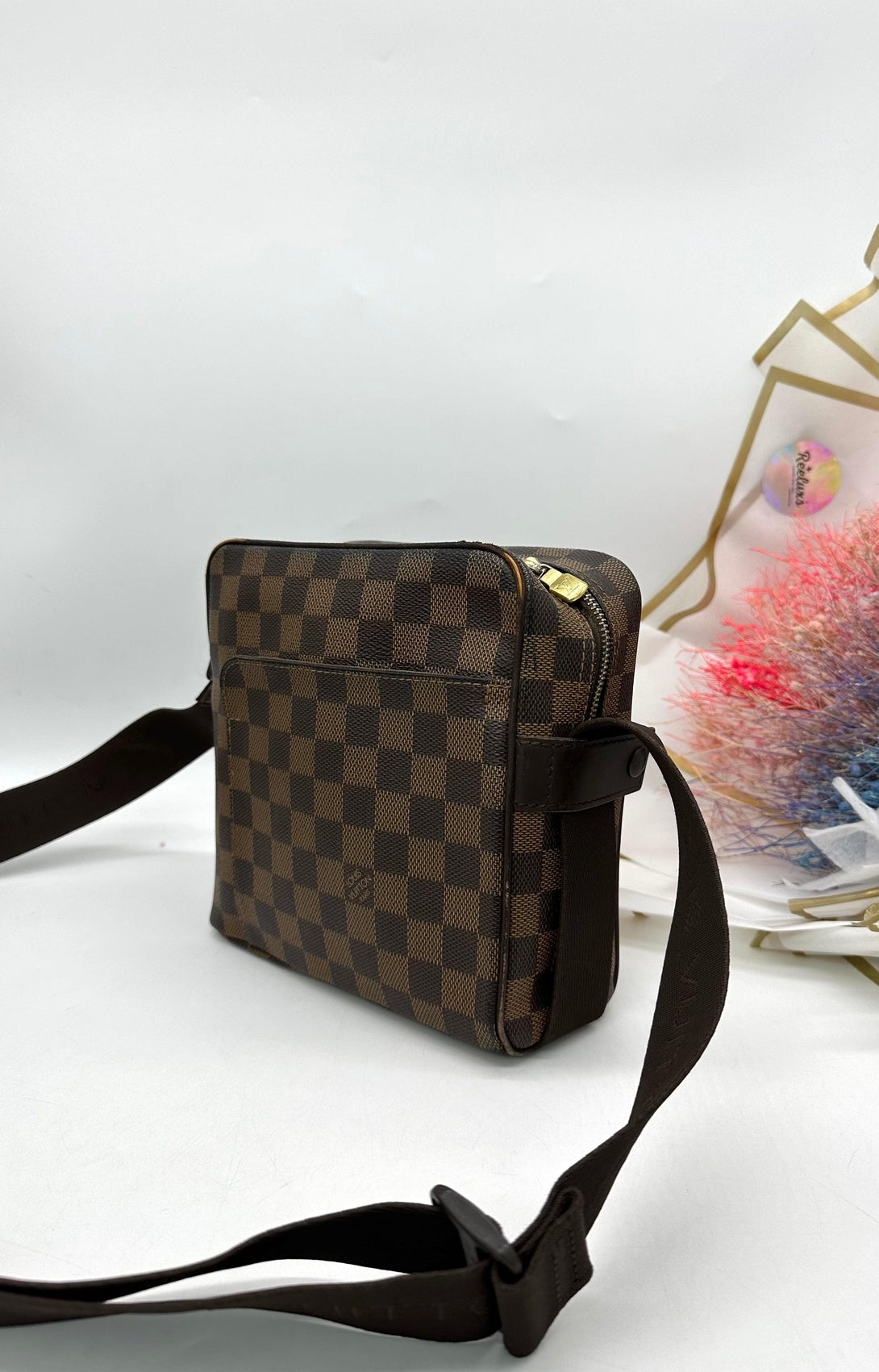 LOUIS VUITTON Brown Damier Ebene Canvas Olav PM Bag - Reeluxs 