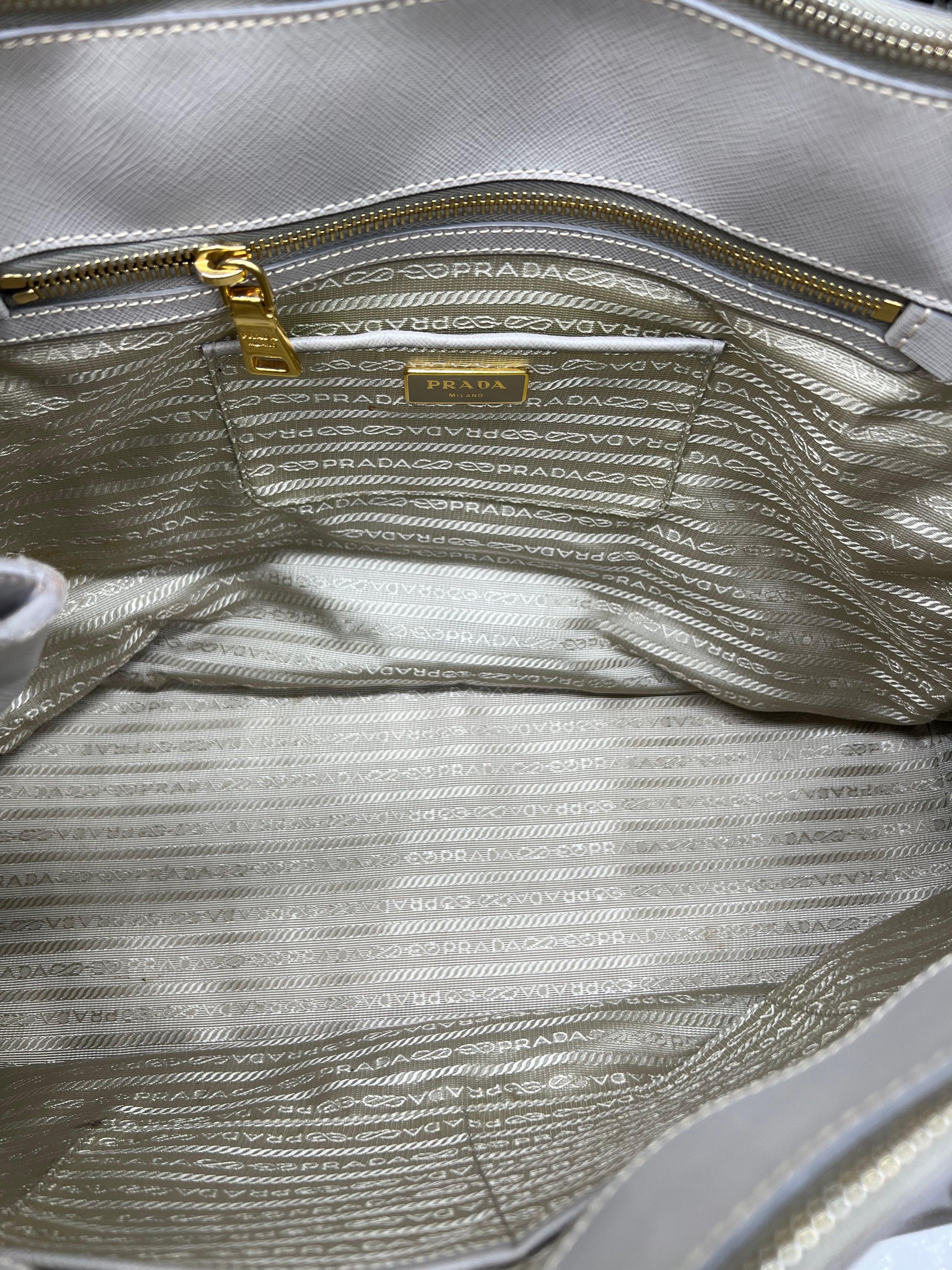 PRADA Beige Leather Executive Double Zip Tote - Reeluxs 