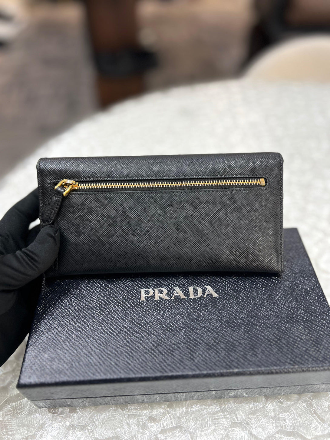 PRADA Saffiano Metal Nero Long Wallet - Reeluxs 