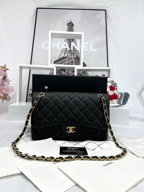 CHANEL Classic Flap Jumbo Black Caviar - Reeluxs 