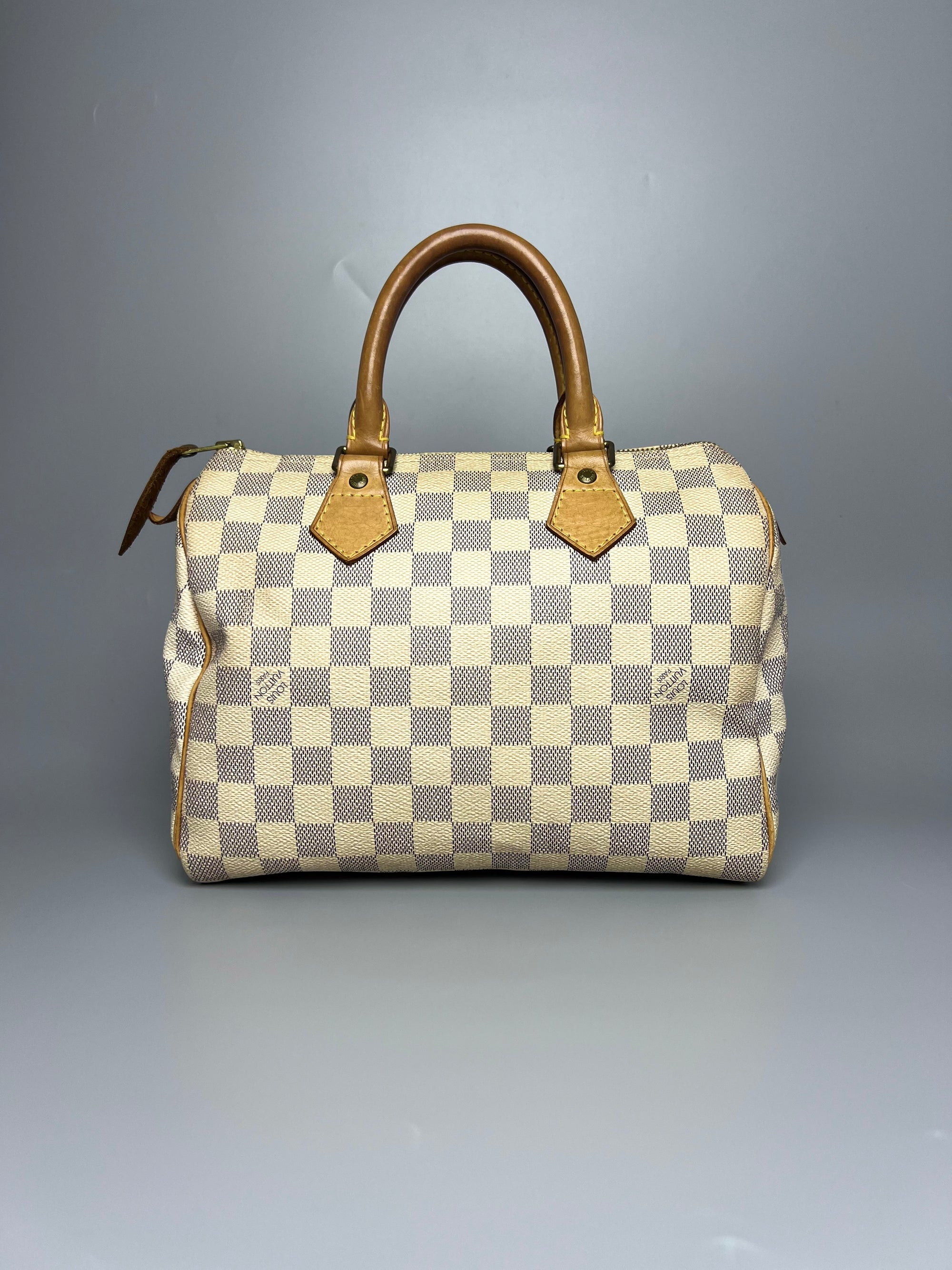 LOUIS VUITTON Speedy 25 White Damier Azur Bandoliere Handbag For Lady - Reeluxs 
