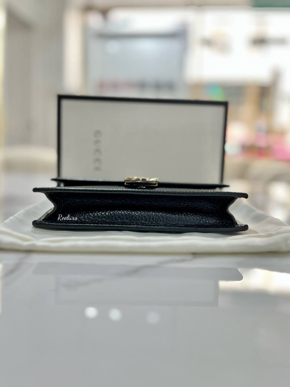 GUCCI Icon GG Interlocking Wallet On Chain Black