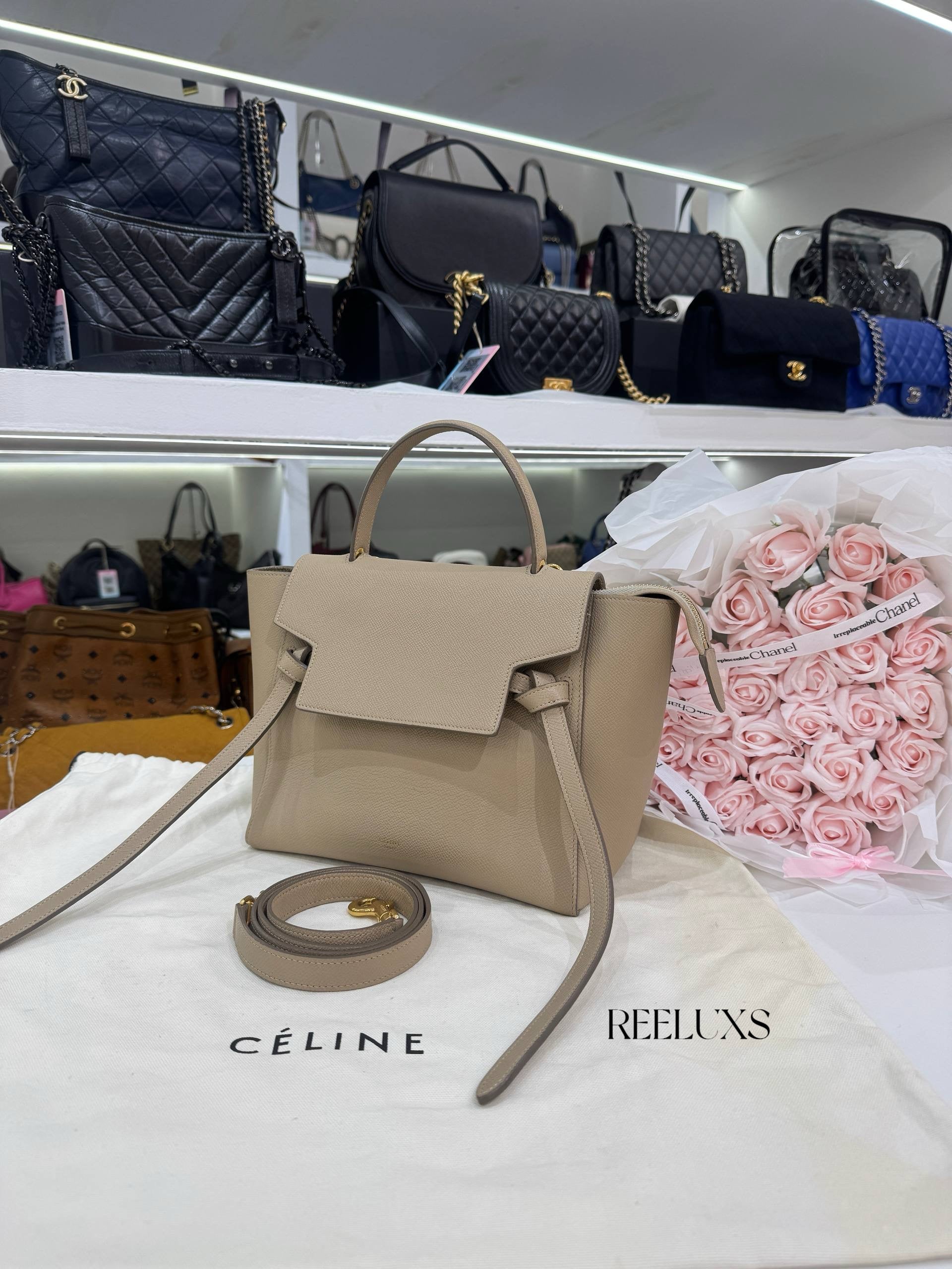 CELINE Belt Bag Micro Calf Light Taupe Hand Bag