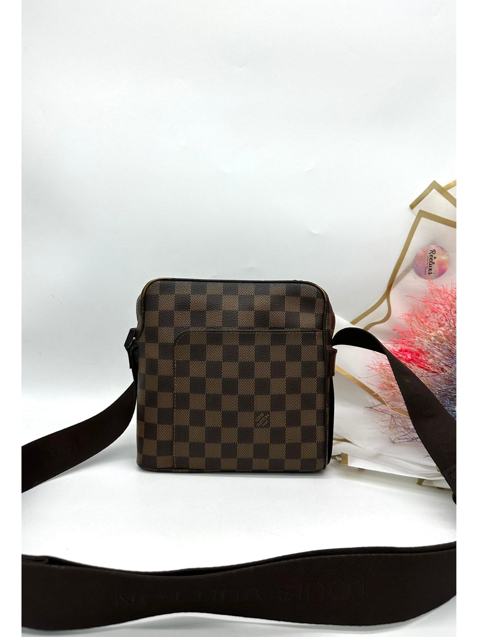 LOUIS VUITTON Brown Damier Ebene Canvas Olav PM Bag - Reeluxs 