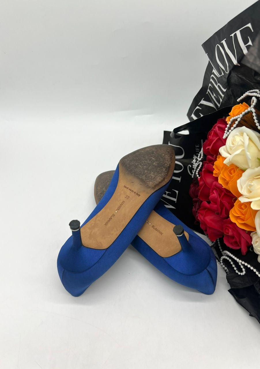 MANOLO BLAHNIK&nbsp; Satin Heels In Blue Women’s Fashion - Reeluxs 