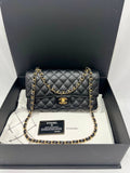 FULL SET CHANEL Medium Caviar Black Classic Matelasse Doubble Flap Gold Hardware Chain Shoulder Bag
