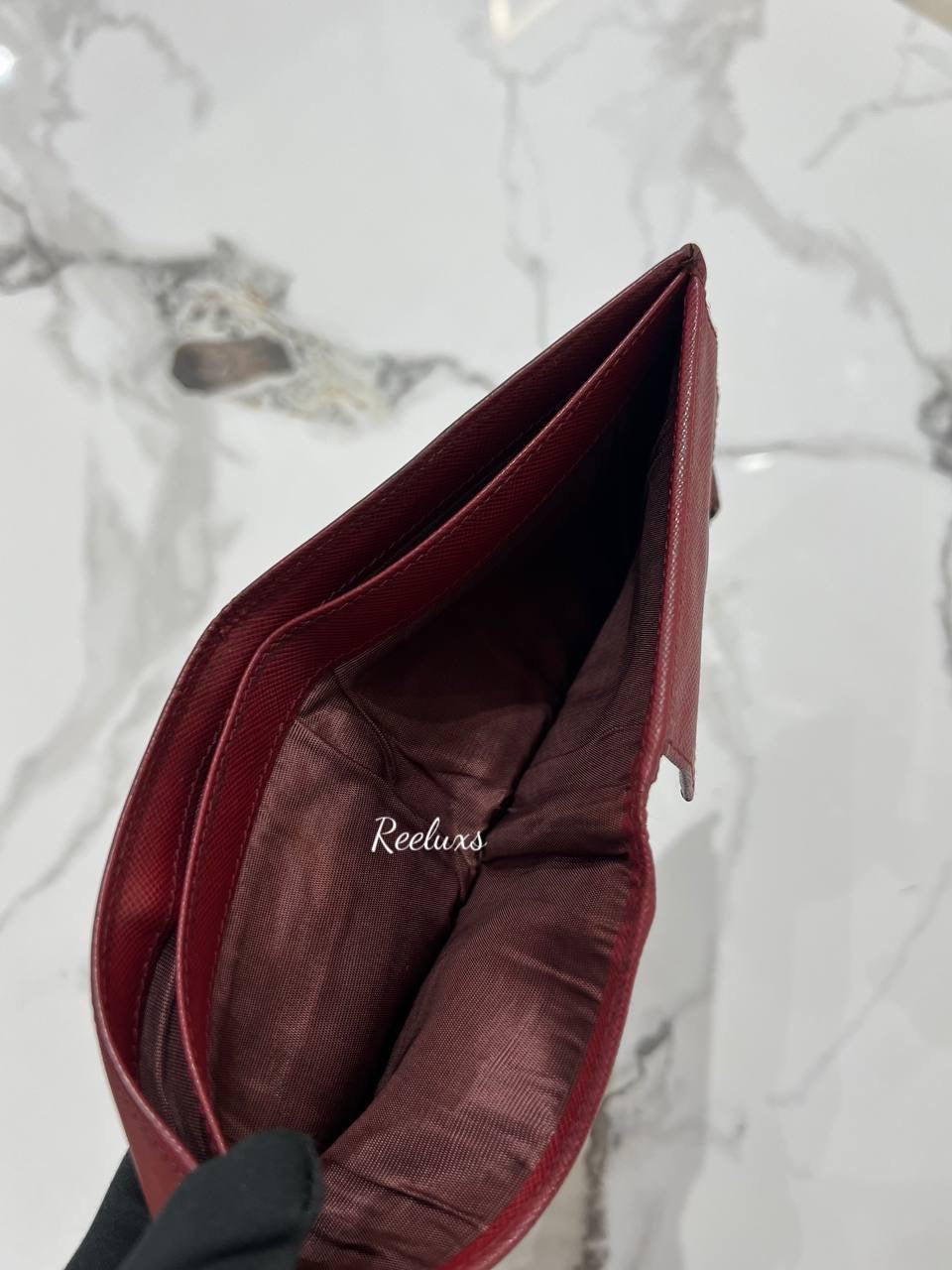 PRADA Saffiano Leather Money Clip Bifold Wallet