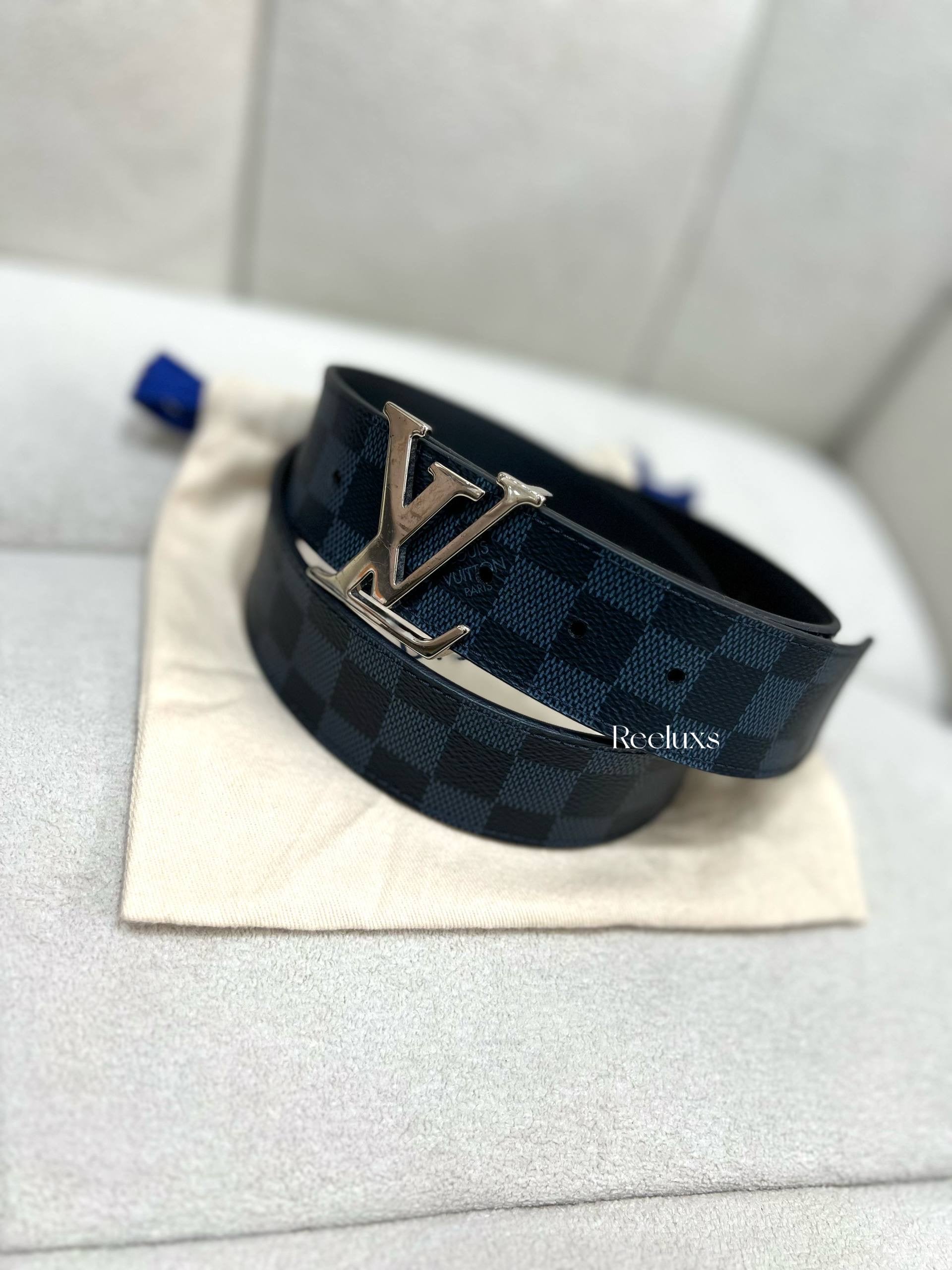 LOUIS VUITTON LV Initiales 40 mm Reversible Belt In Damier Graphite Canvas