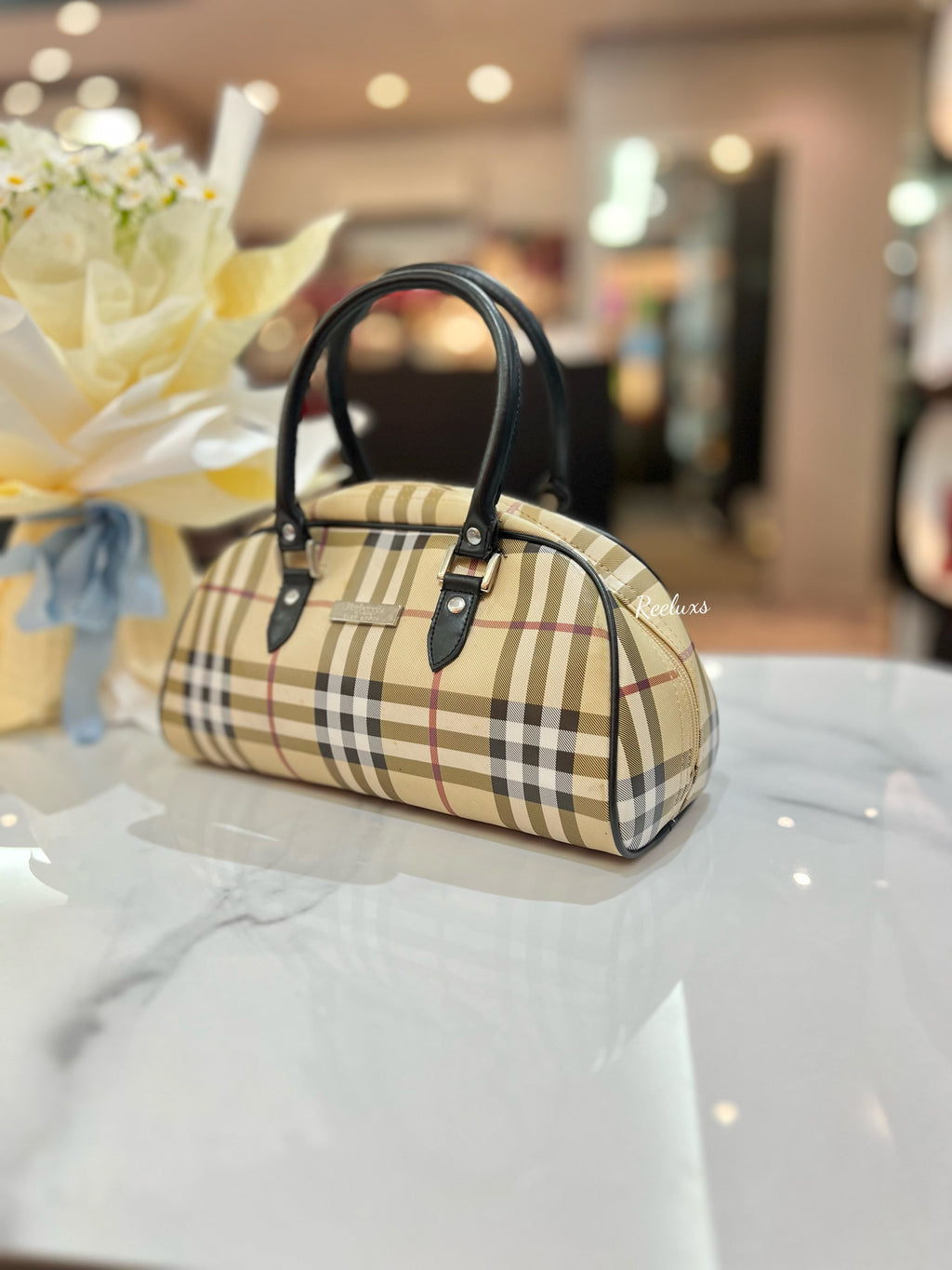 BURBERRY Nova Check Boston Bag Small Satchel
