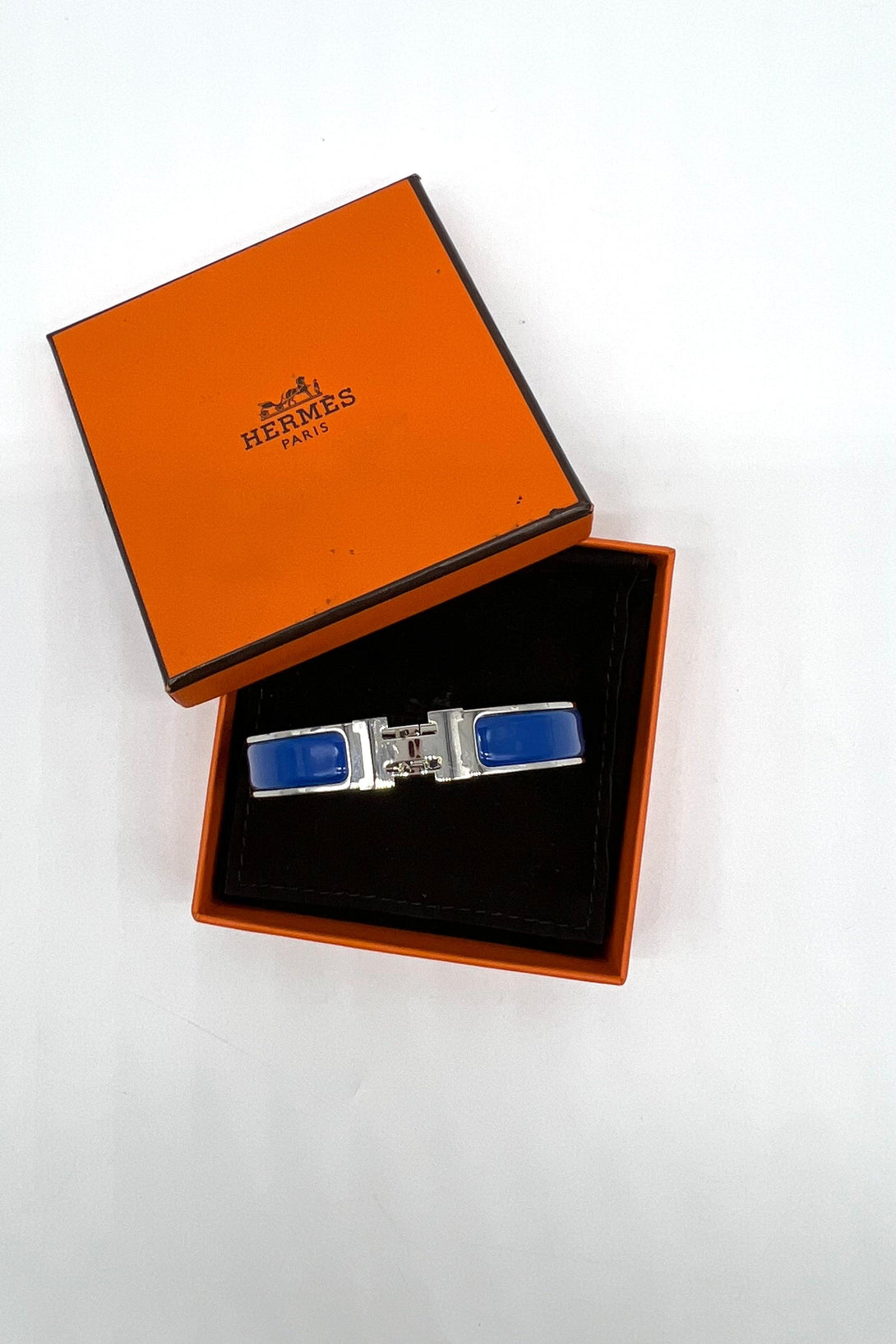 Hermes Clic H Blue Enamel Bracelet - Reeluxs 