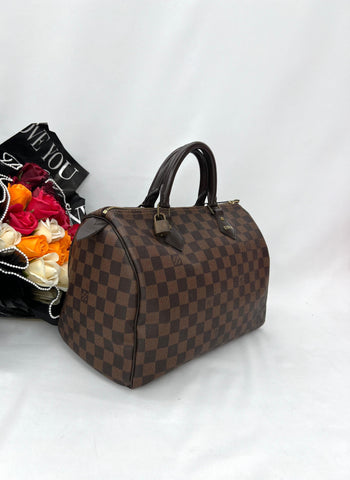 Louis Vuitton Damier Ebene Canvas Speedy Bandouliere 30 Bag - Reeluxs 