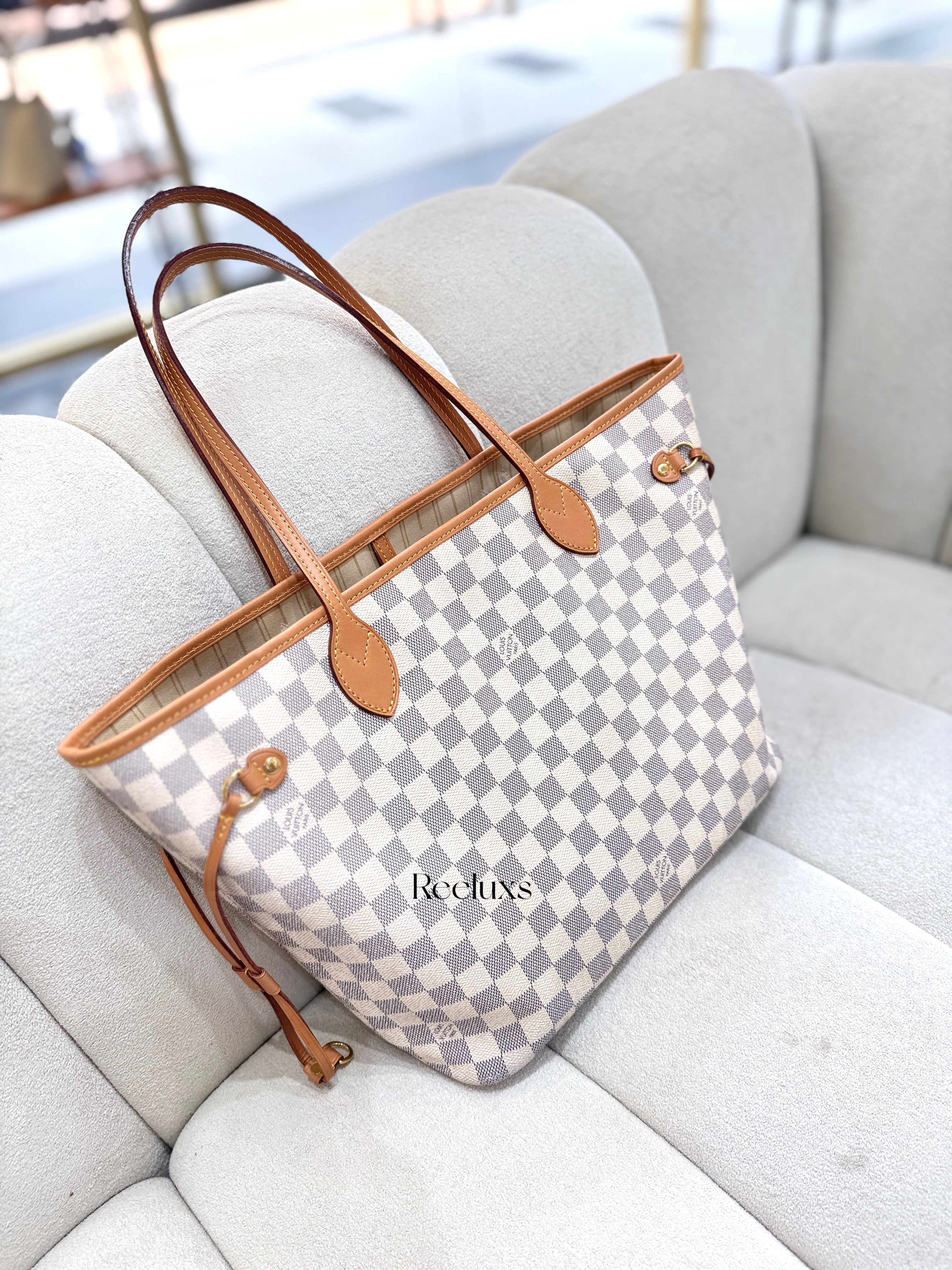 LOUIS VUITTON LV Neverfull MM Damier Azur Tote Handbag
