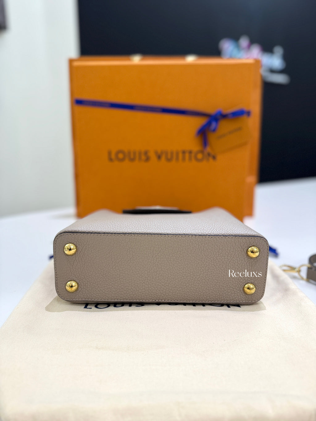 LOUIS  VUITTON LV Capucines BB Bag In Galet Colour With Gold - Tone