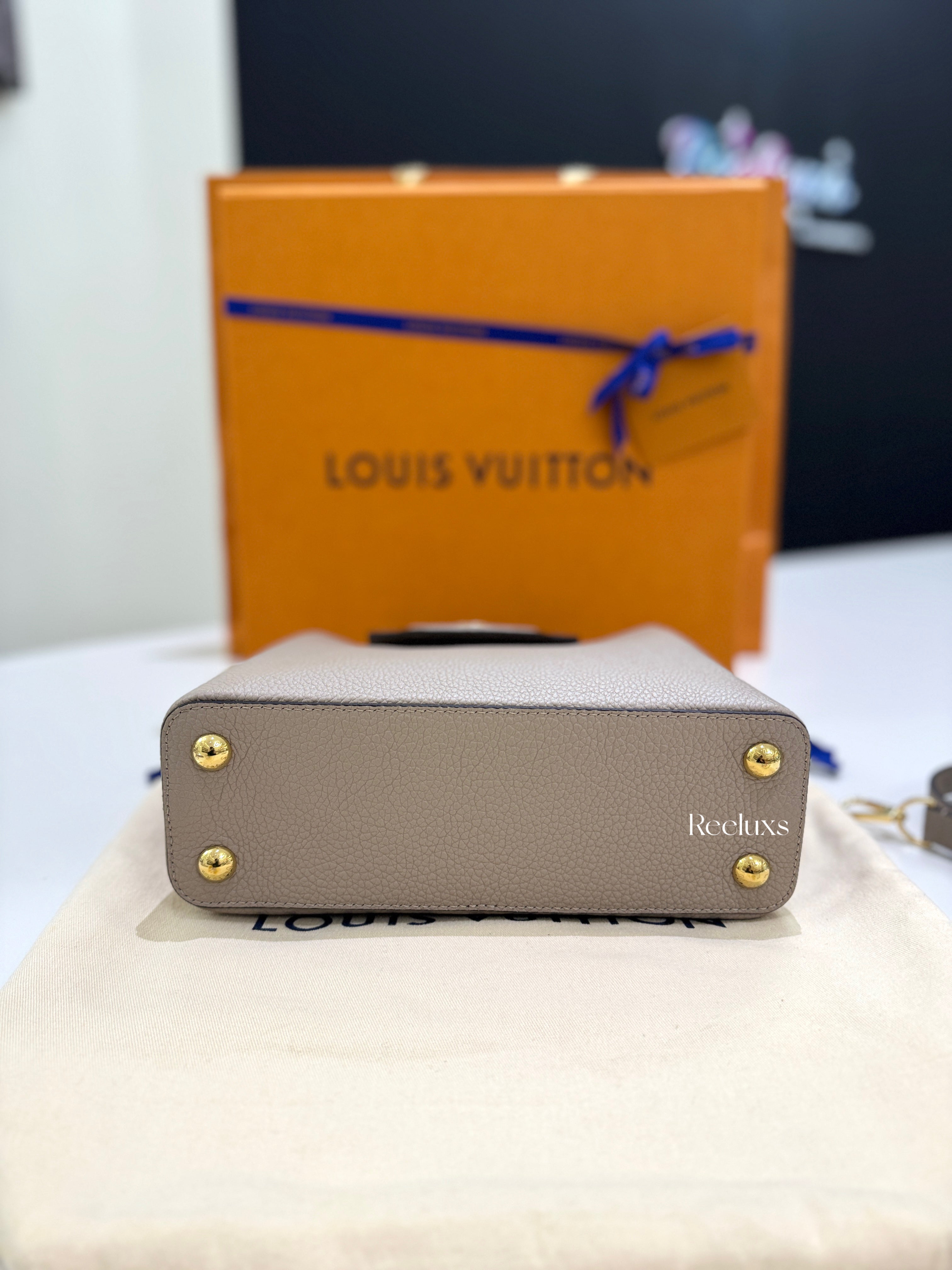 LOUIS  VUITTON LV Capucines BB Bag In Galet Colour With Gold - Tone