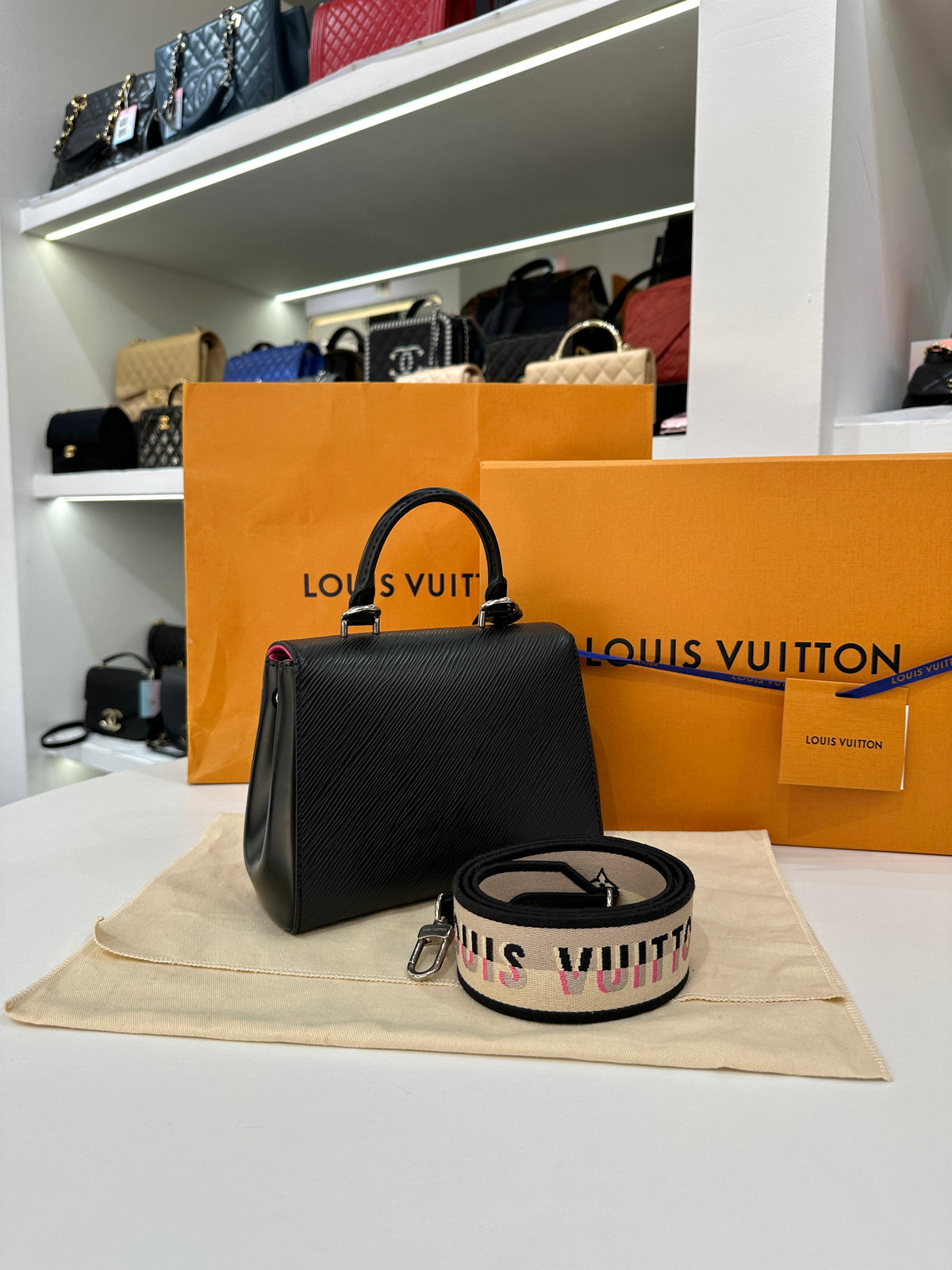 LOUIS VUITTON LV Cluny Mini in Black Epi Leather