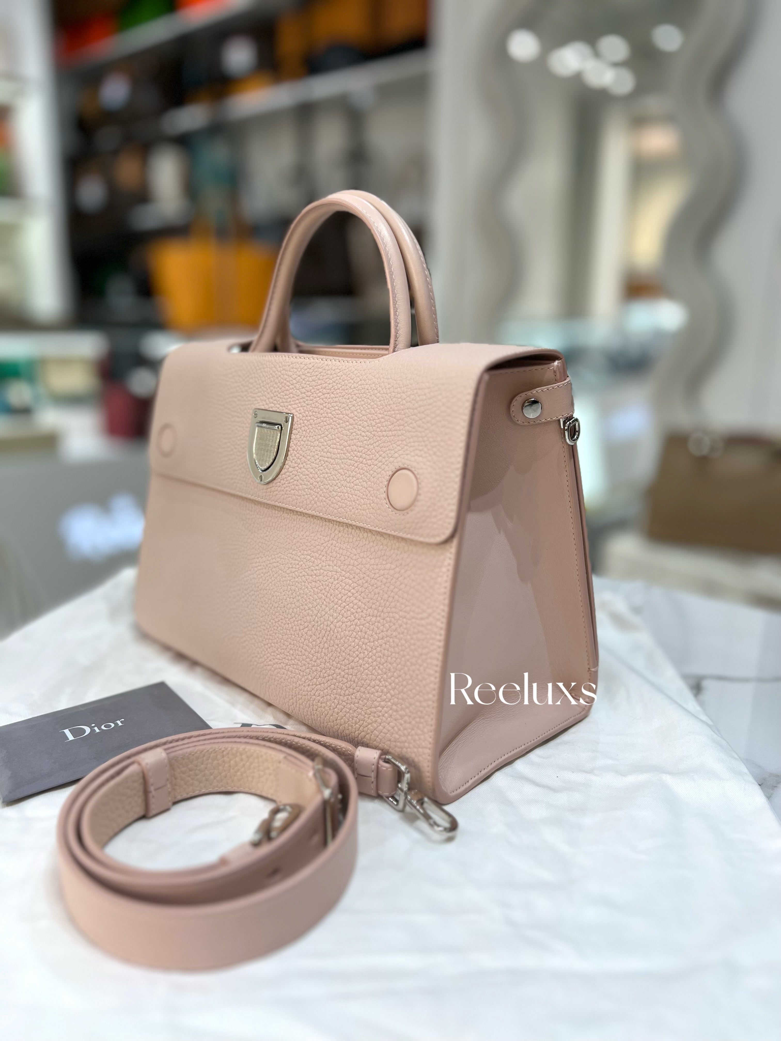 CHRISTIAN DIOR Diorever Pale Pink Grained Leather Handbag