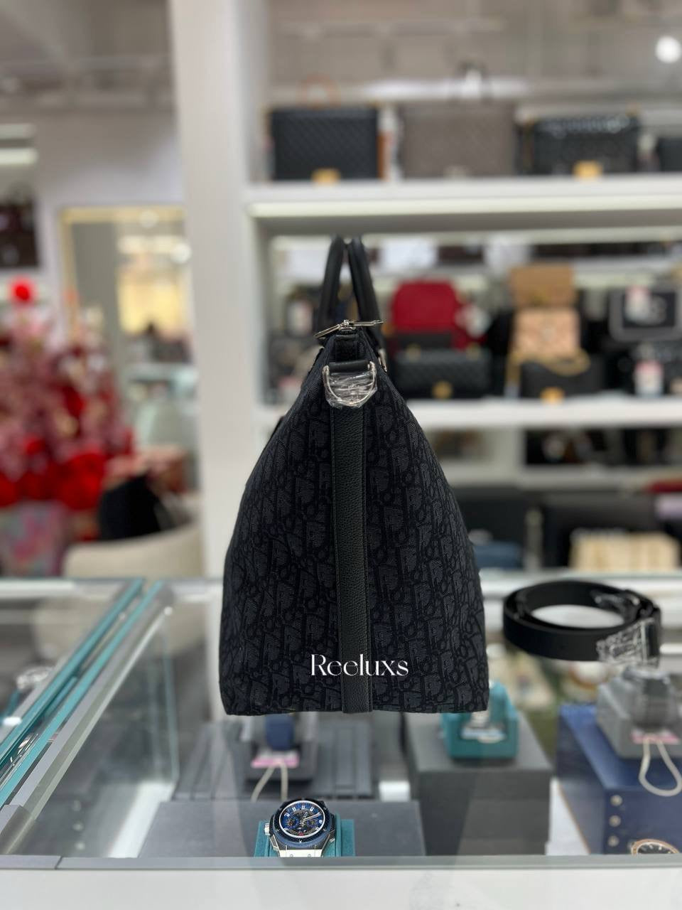 CHRISTIAN DIOR  Weekender 40 bag In Black Oblique Jacquard