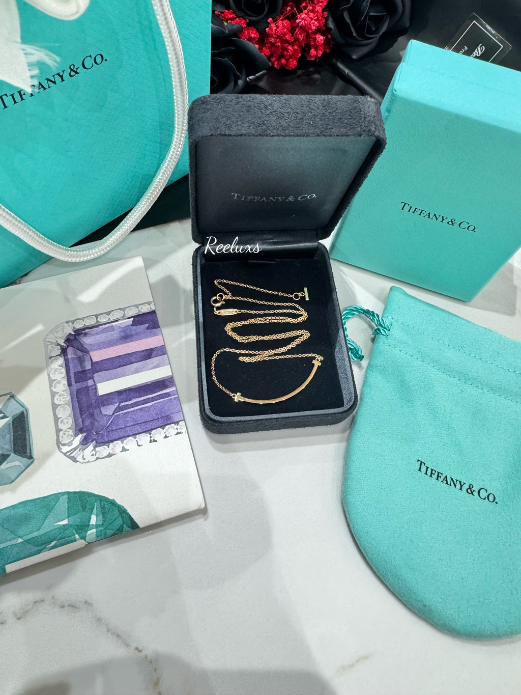 TIFFANY &amp; CO 18K Rose Gold Small T Smile Pendant Necklace