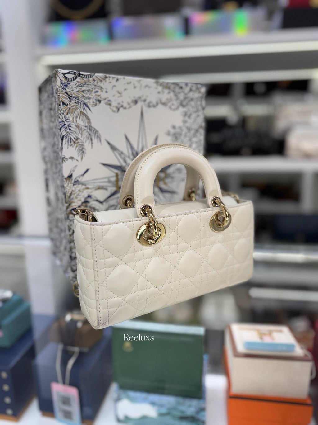 DIOR Small Lady D-Joy Bag Latte Cannage Lambskin