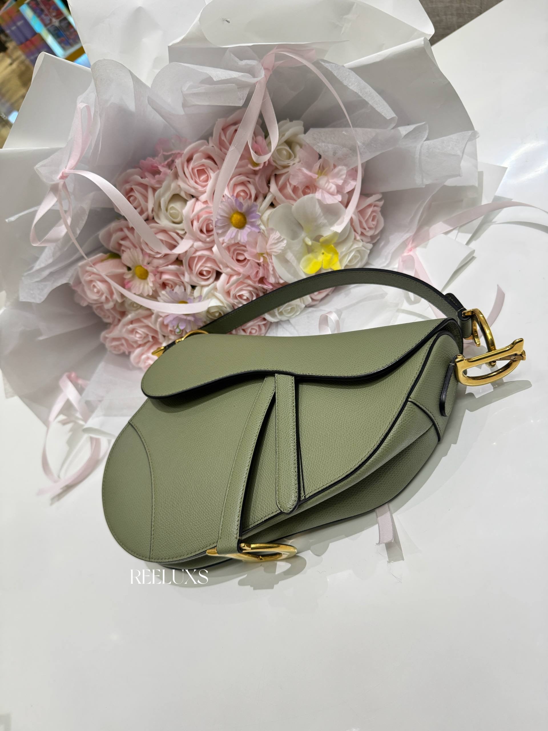CHRISTIAN DIOR  Sage Green Grained Calfskin
