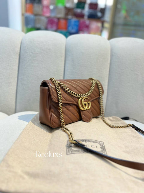 GUCCI GG Diagonal Marmont Shoulder Bag