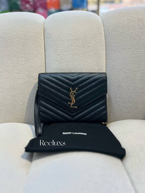 YVES SAINT LAURENT YSL Cassandre matelasse Leather Clutch ( GHW )