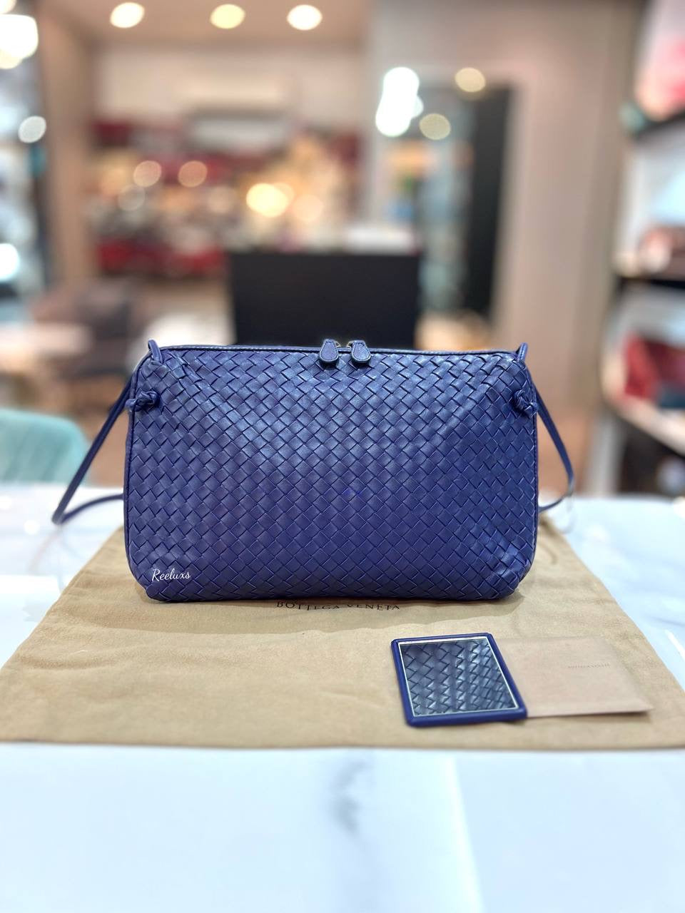 BOTTEGA VENETA Dark Purple Nodini intrecciato Shoulder Bag