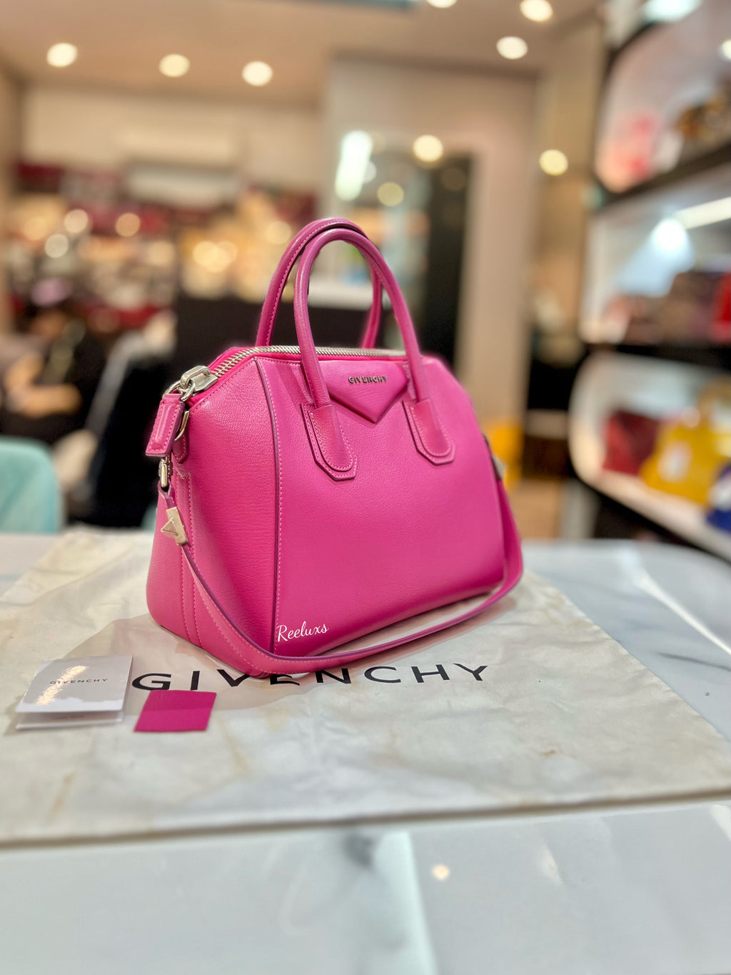 GIVENCHY Magenta Leather Small Antigona Satchel