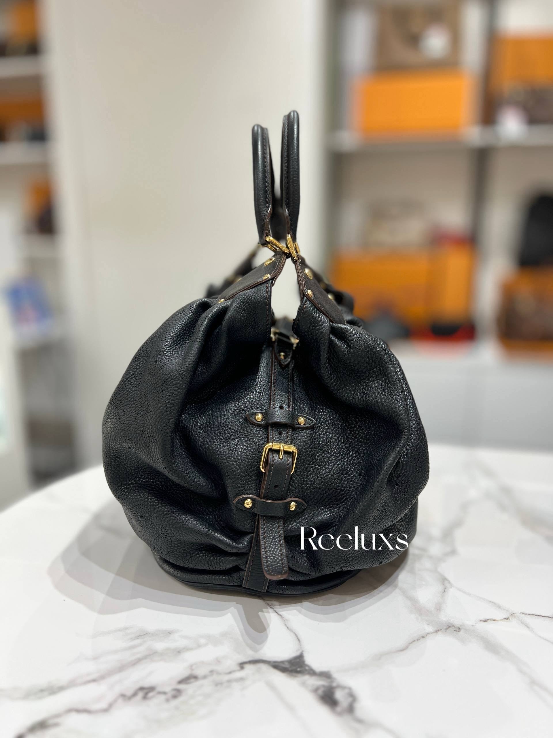 LOUIS VUITTON LV Mahina Black Leather Tote Handbag