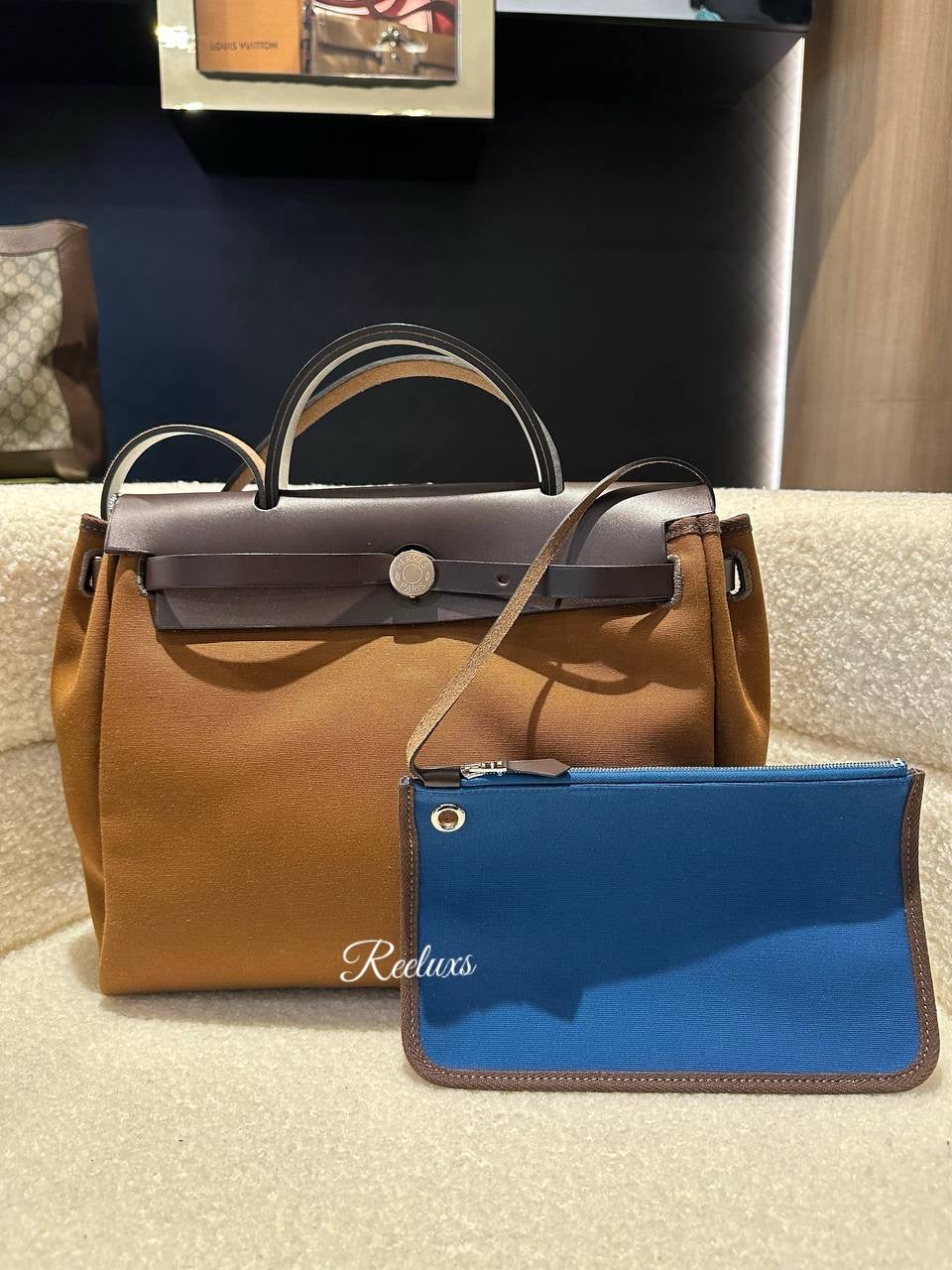 HERMES Herbag Brown With Pouch Handbag / Shoulder Bag - 2 Way