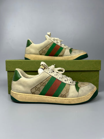 GUCCI  Beige and Green Men Sneaker Shoes For Unisex