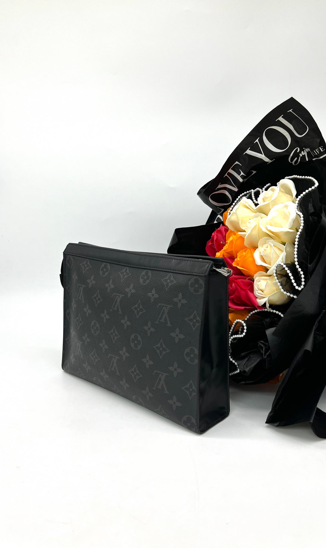 LOUIS VUITTON Pochette Voyage Monogram Eclipse MM Black/Grey - Reeluxs 