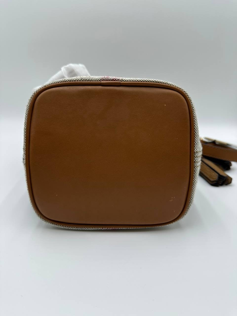 BURBERRY Canvas Mega Check Mini Ashby Hobo Saddle Bag Brown/Beige