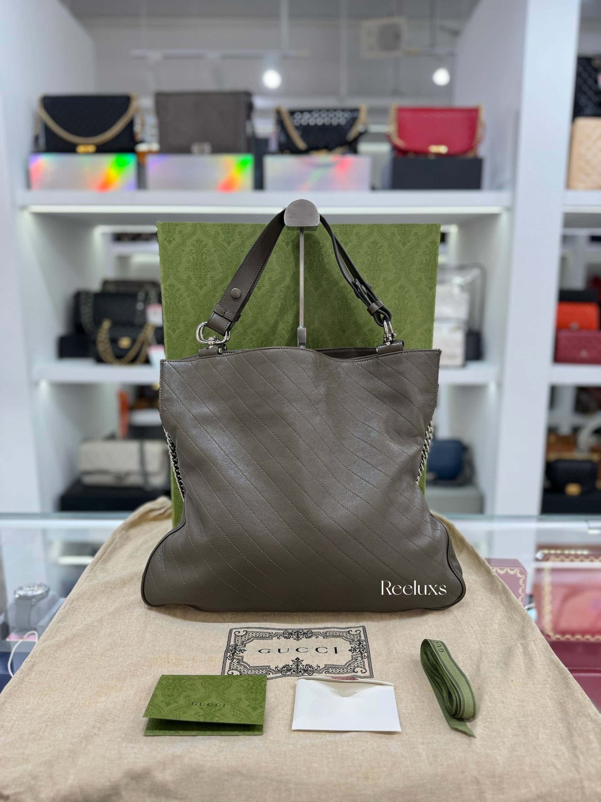 GUCCI Blondie Medium Tote  Bag Brown