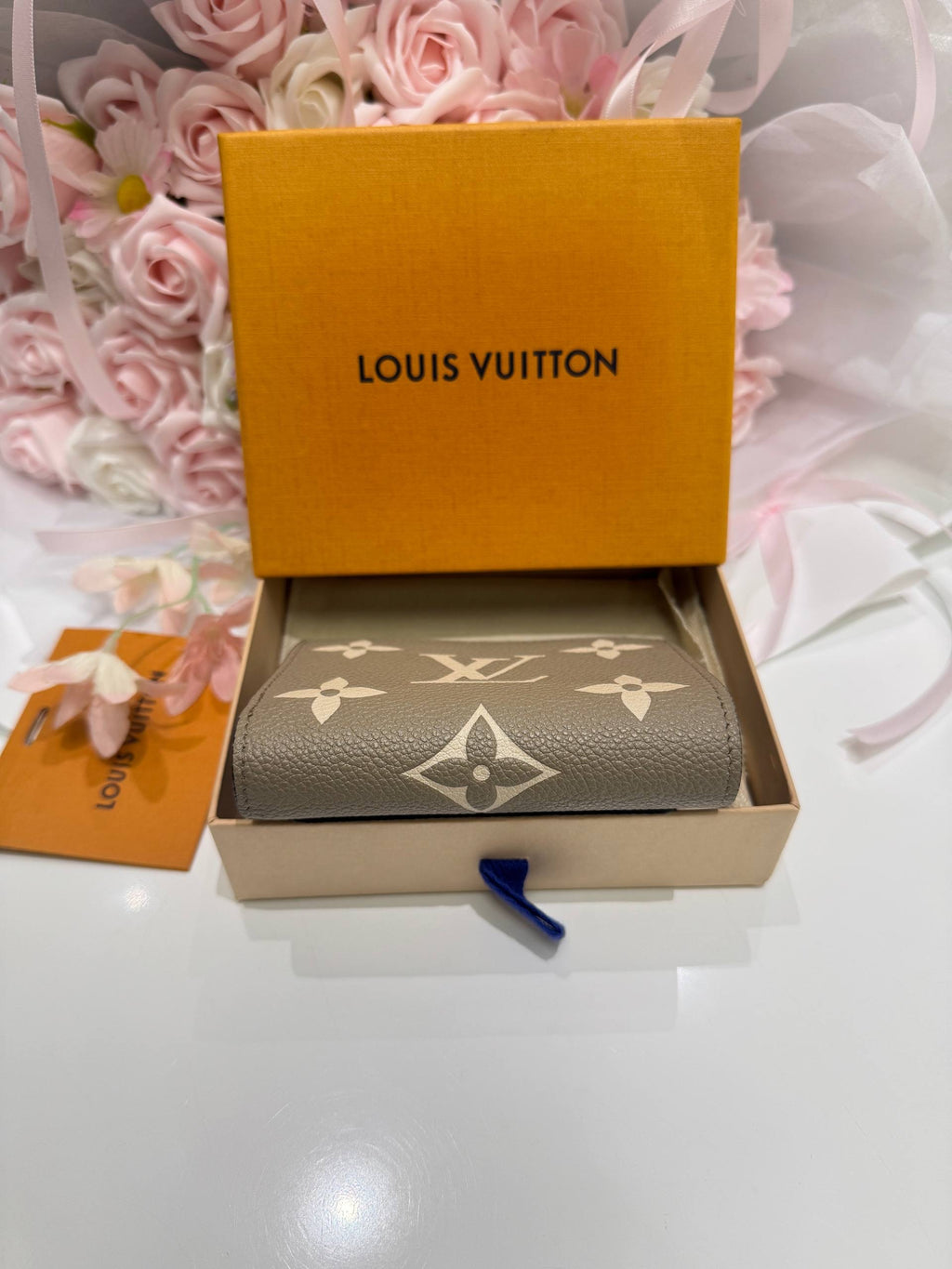 LOUIS VUITTON Victorine Wallet Monogram Empreinte Tourterelle Gray & Cream