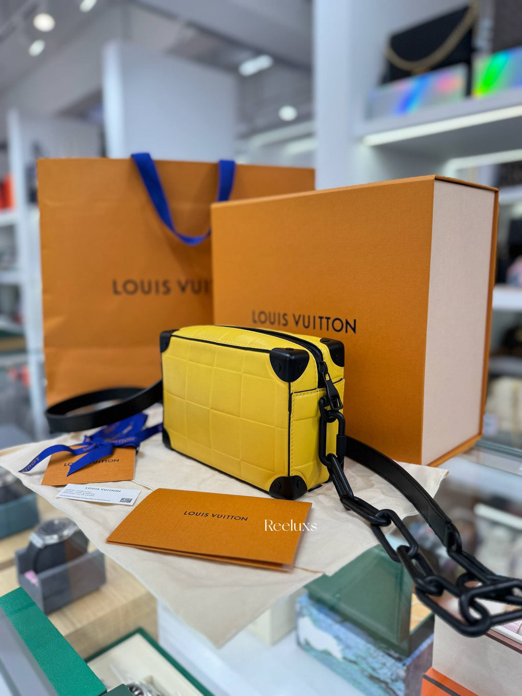 Full Set LOUIS VUITTON Mini Soft Trunk Yellow Damier Scuba Neoprene Pharrell Williams