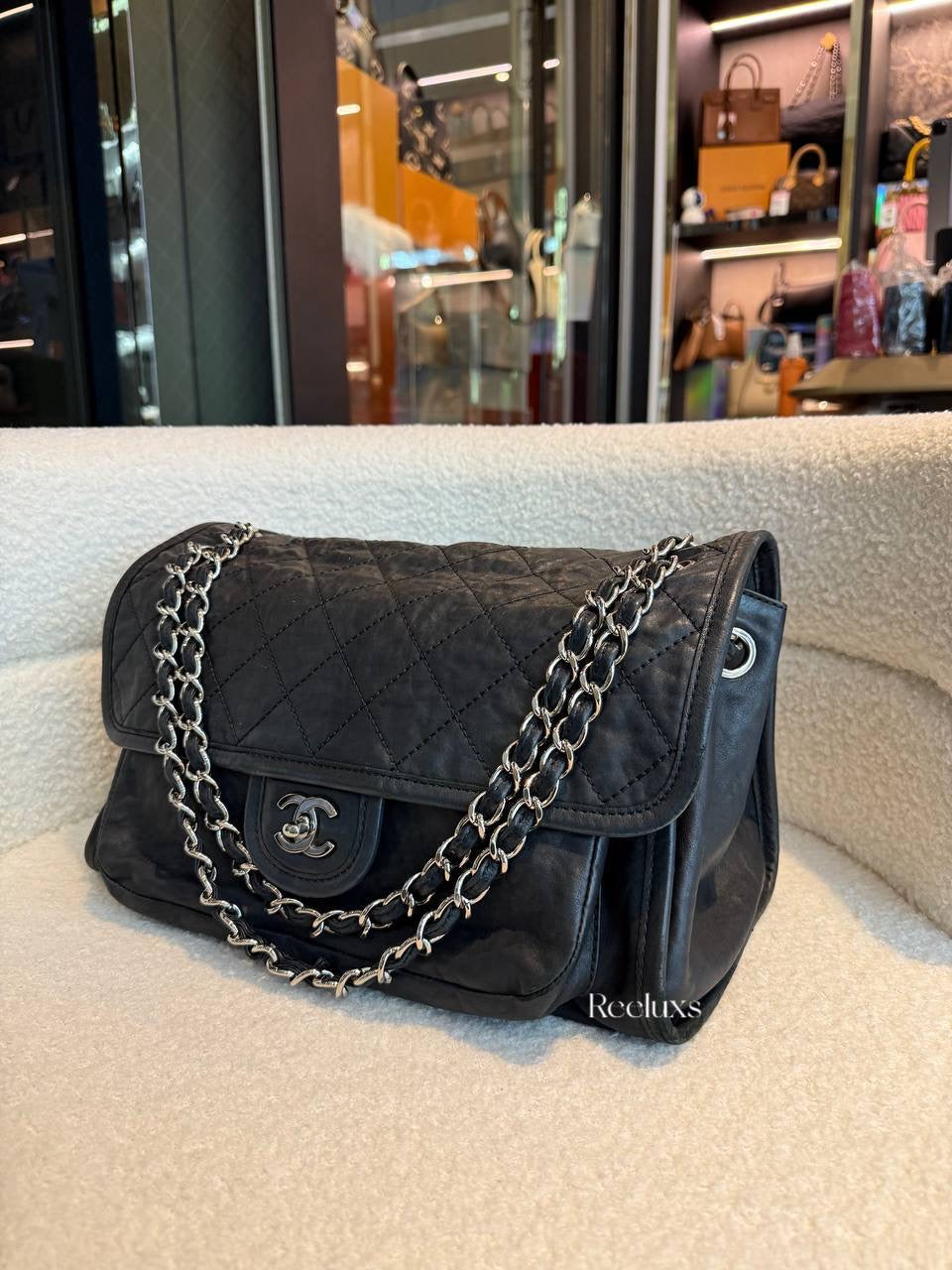 Chanel Black Quilted Calfskin Leather Natural Beauty Large Flap Bag