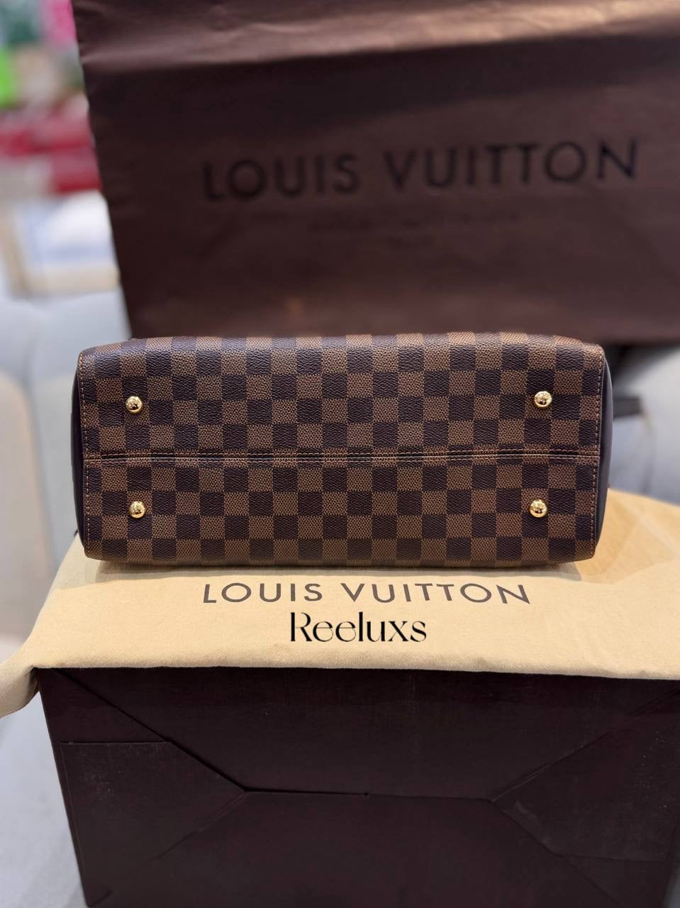 FULL SET LOUIS VUITTON LV Kensington Bowling Damier Ebene Shoulder Bag