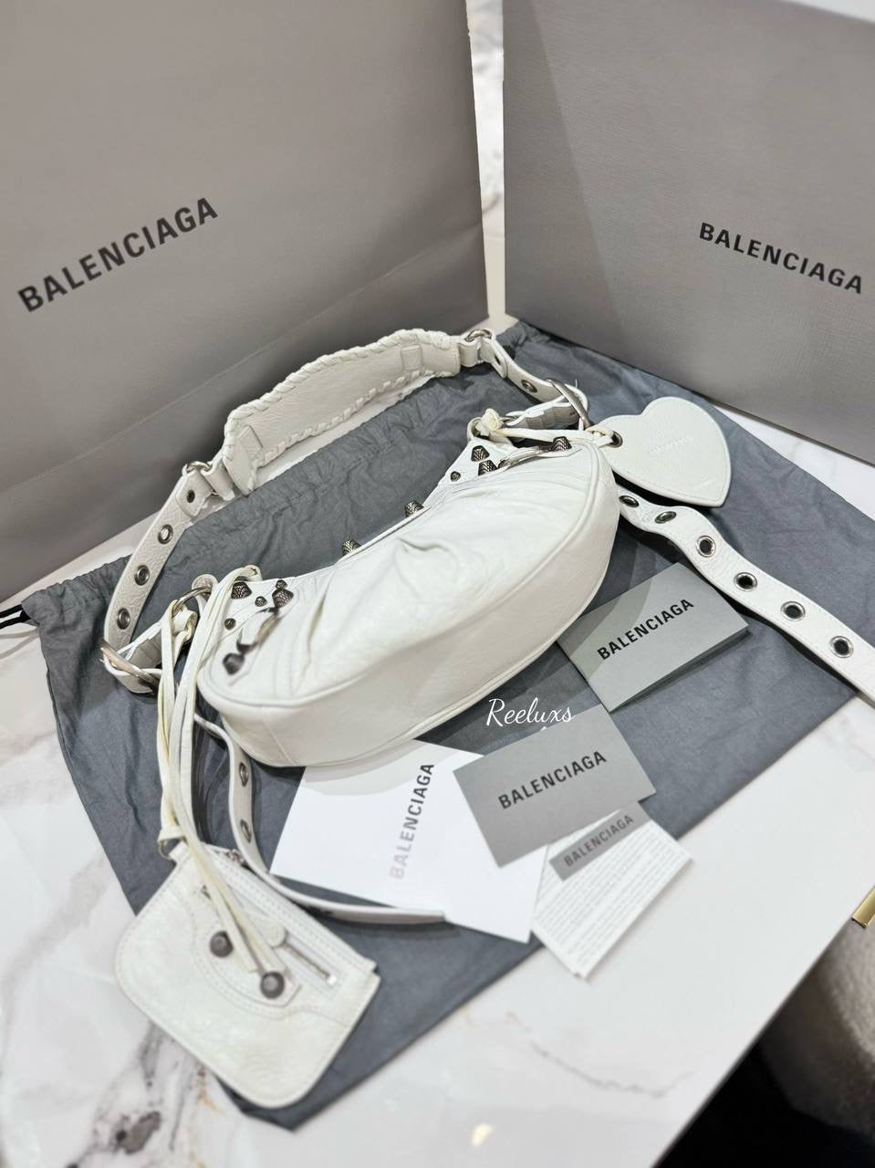 BALENCIAGA  Le Cagole White Women's Shoulder Bag