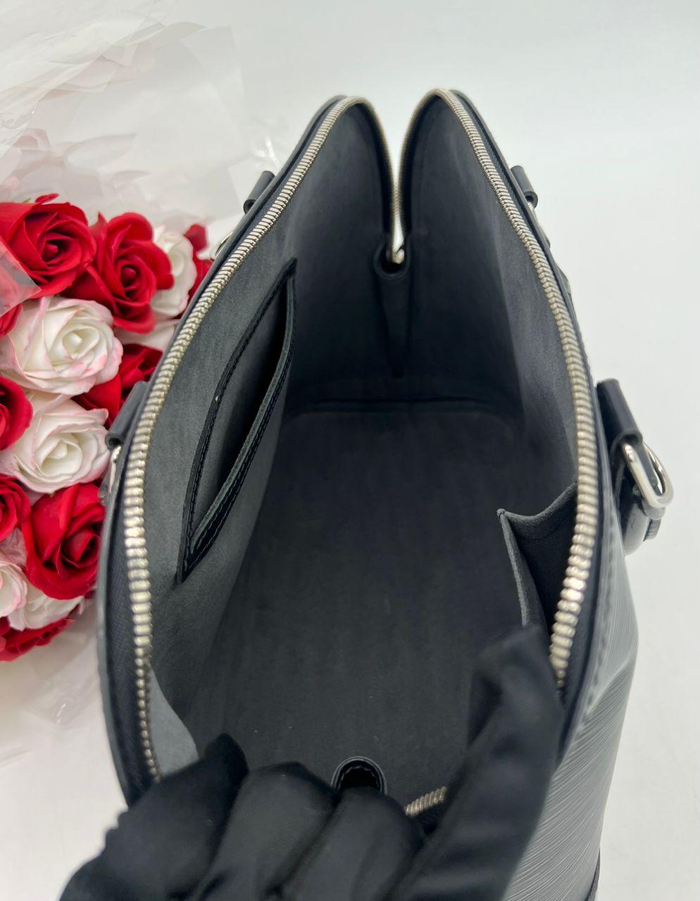 Louis Vuitton Alma MM Black Epi Leather Satchel Handbag - Reeluxs 