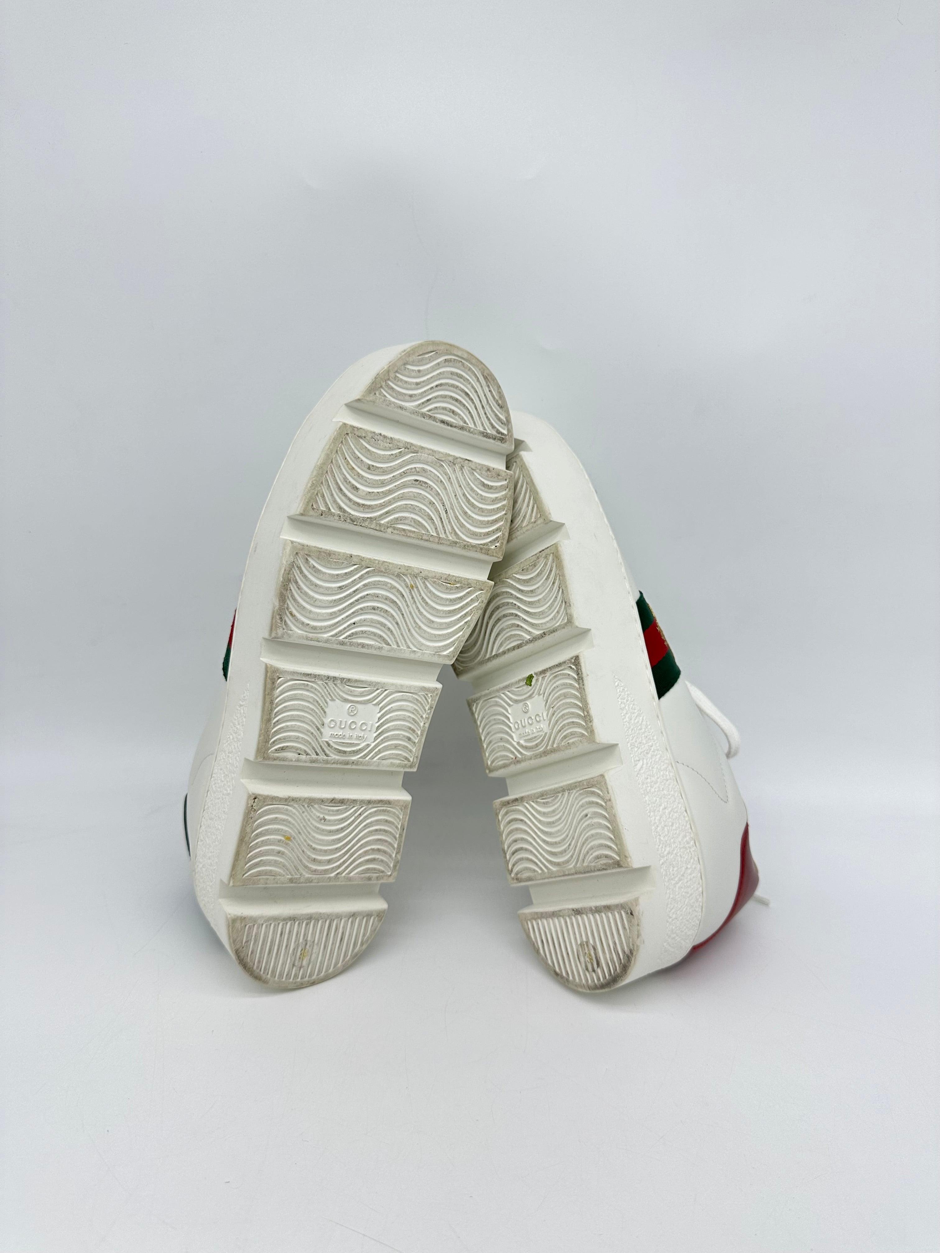 GUCCI White Leather Embroidered Bee Ace Platform Sneakers Size 39 - Reeluxs 