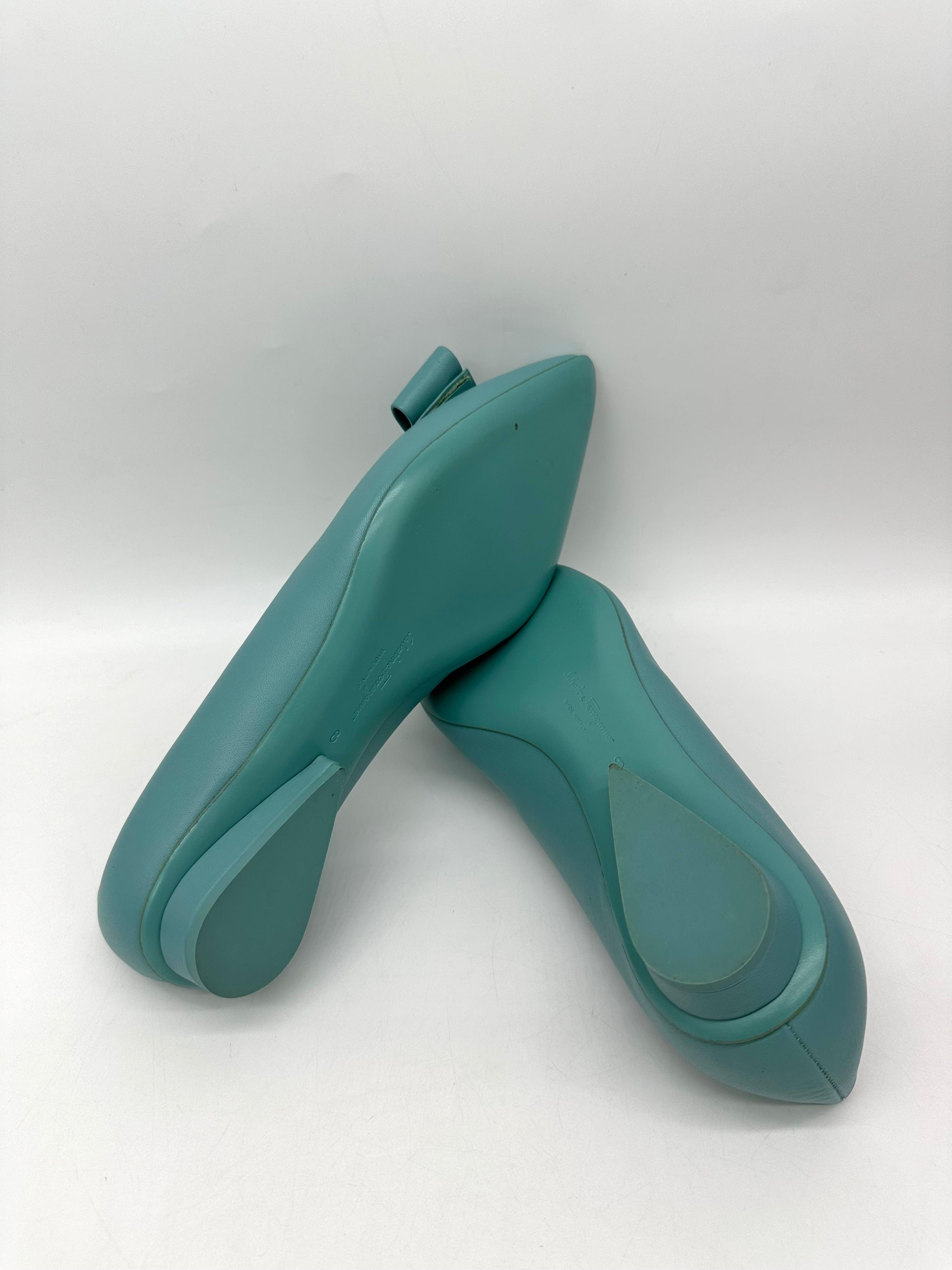 SALVATORE FERRAGAMO Viva Turquoise Ballet Flats Size 8 - Reeluxs 